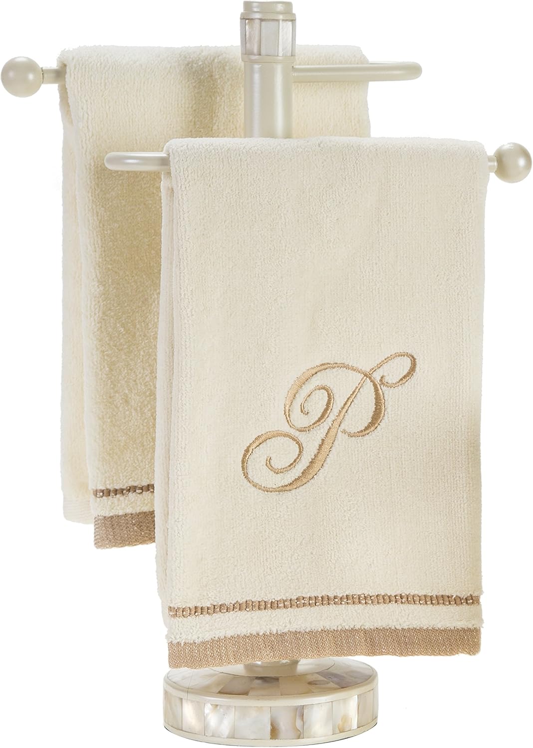 Monogrammed Fingertip Towels Standard Size Ivory Set of 4