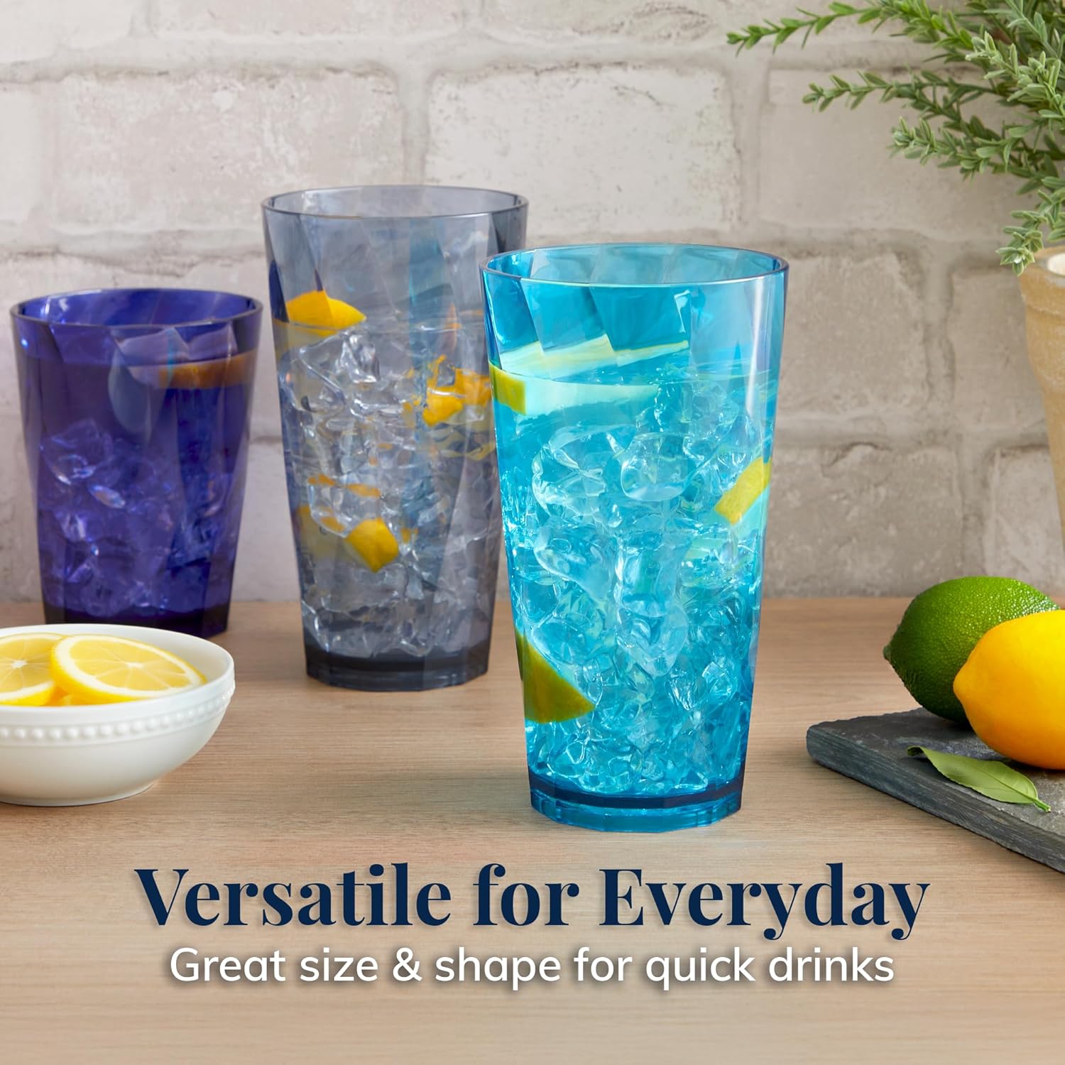 BPA-Free Reusable Plastic Drinking Glasses Set