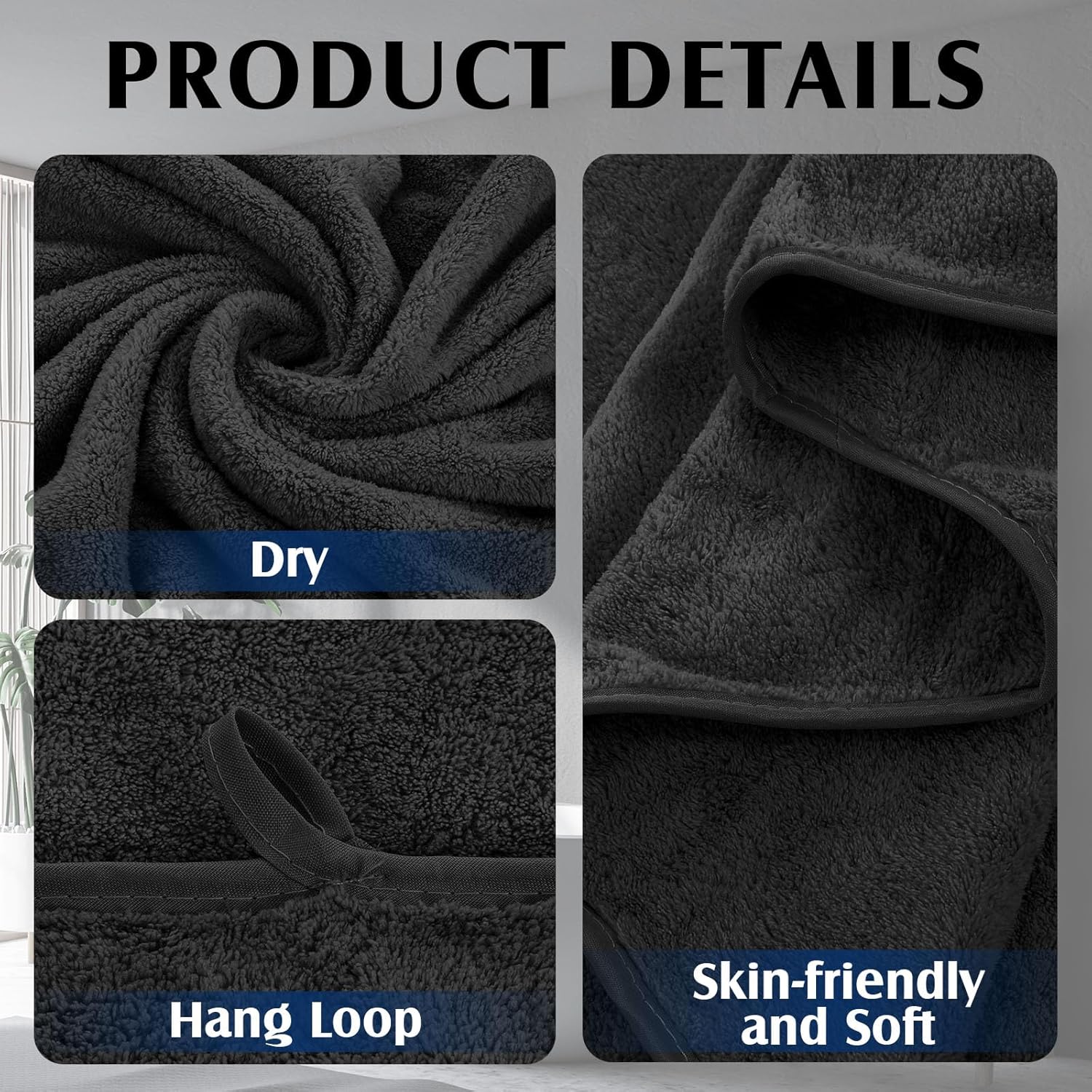 4-Piece Oversized Fleece Bath Towels