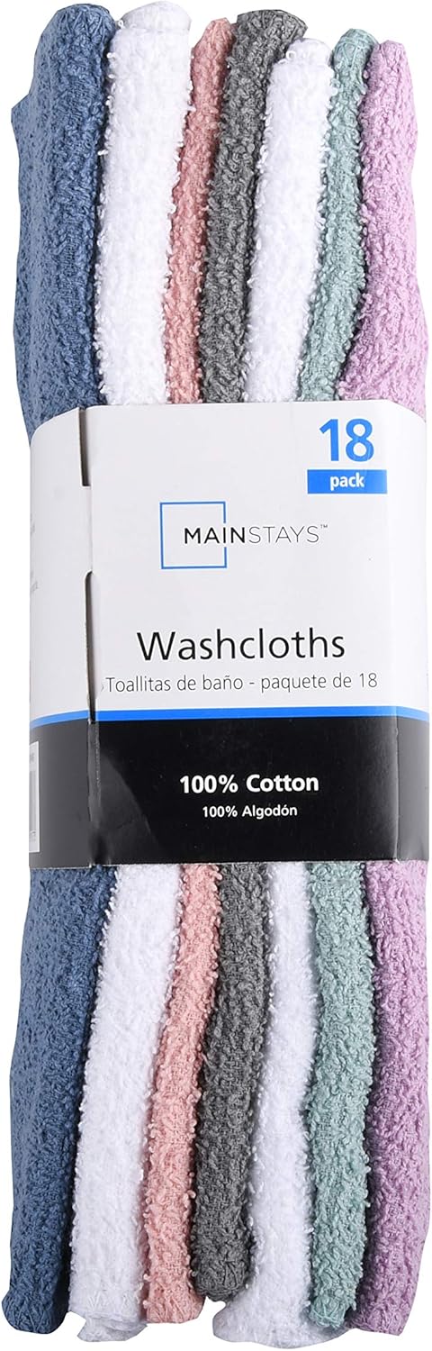 Mainstay Ultra Multi-Color Terry Washcloths