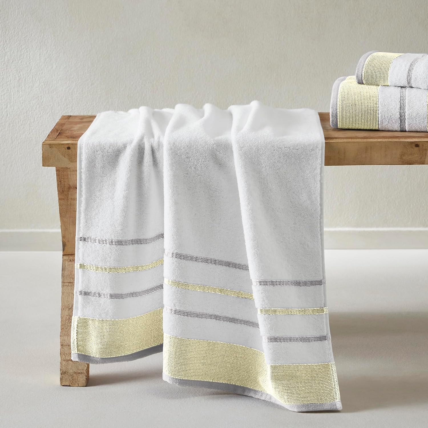 Chic GoldGrey Oversized Bath Towels Set
