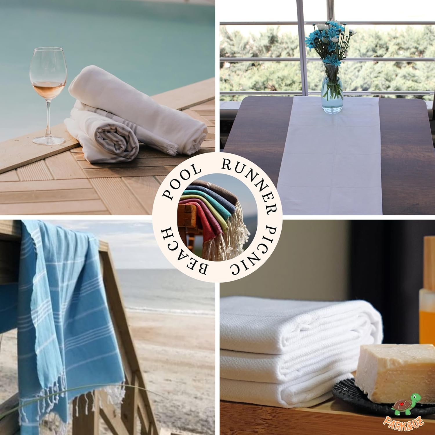 Park Oz Turkish Beach Towel - 100 Cotton Fast-Dry Everyones Favorite