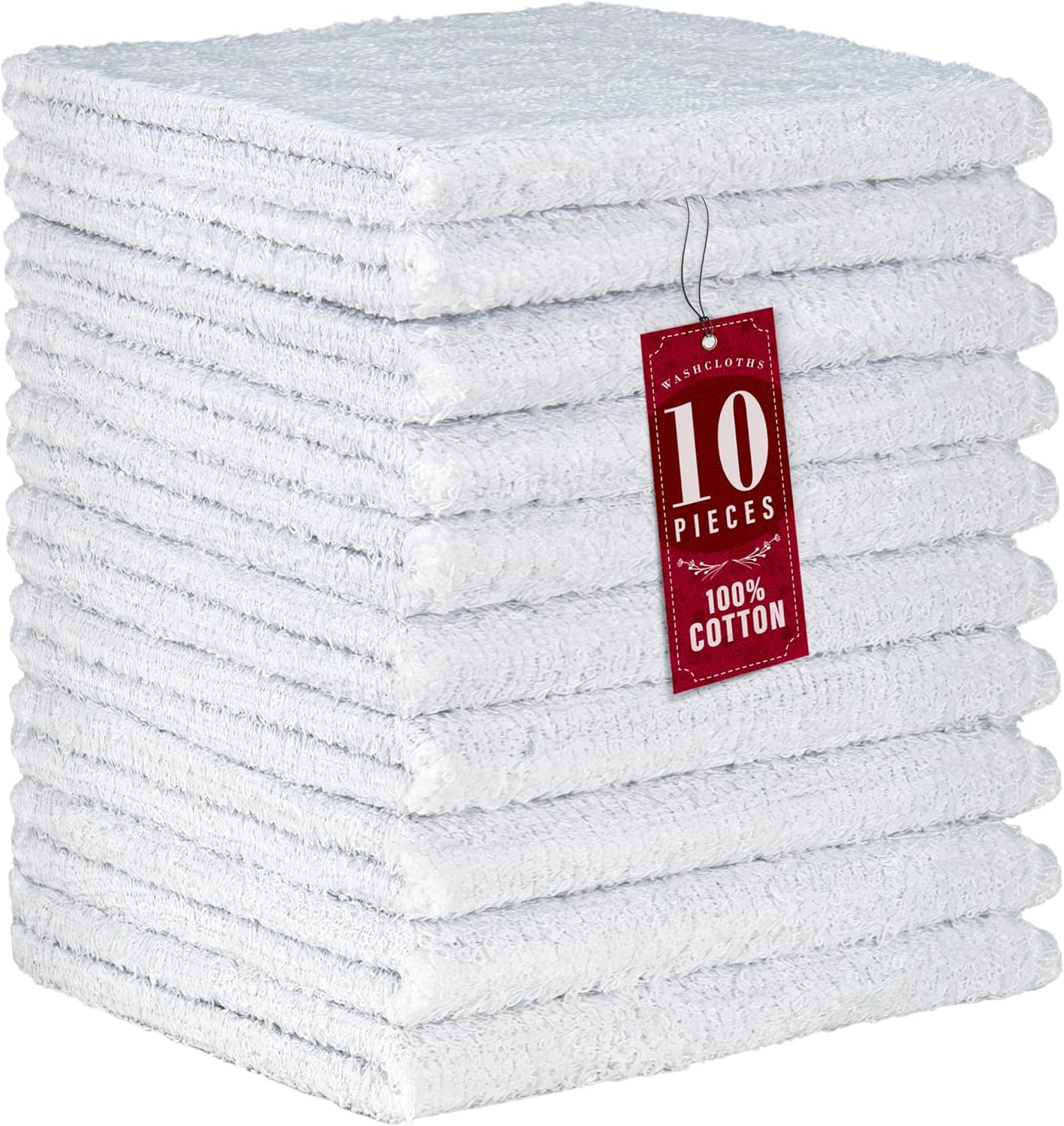 10-Pack Soft Absorbent Cotton Wash cloths for Home Kitchen