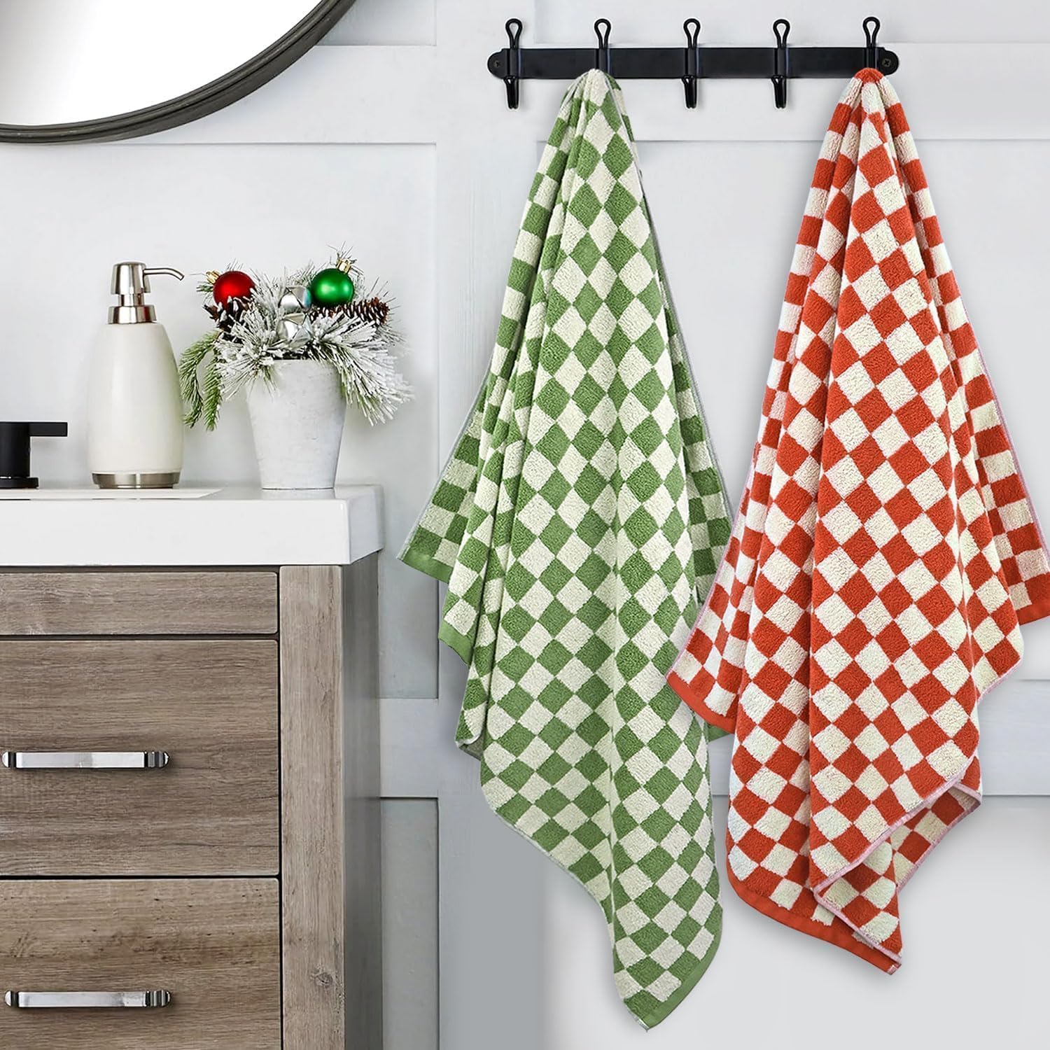 2-Piece Checkered Bath Towels 55x275 Brand Jacquotha