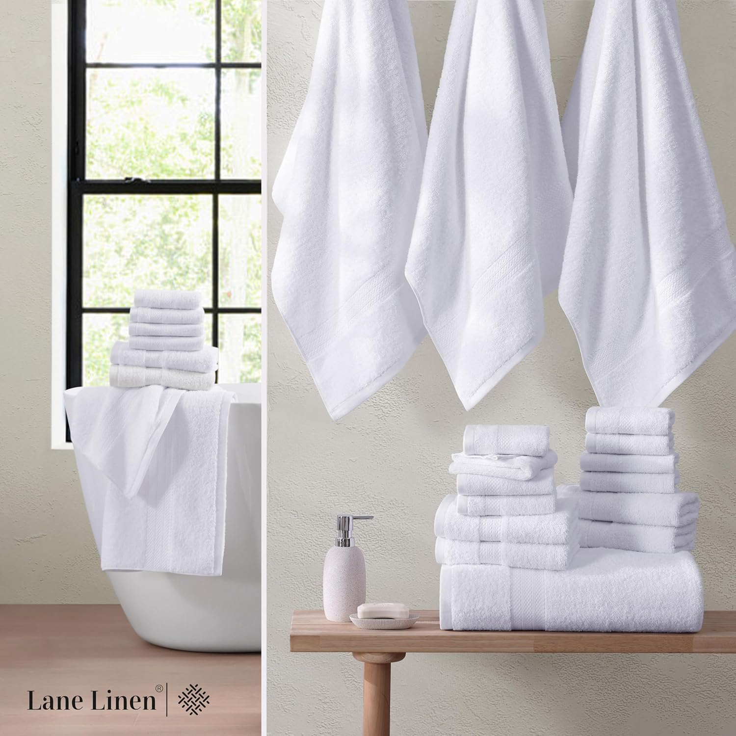 10-Piece White Bath Towels Set