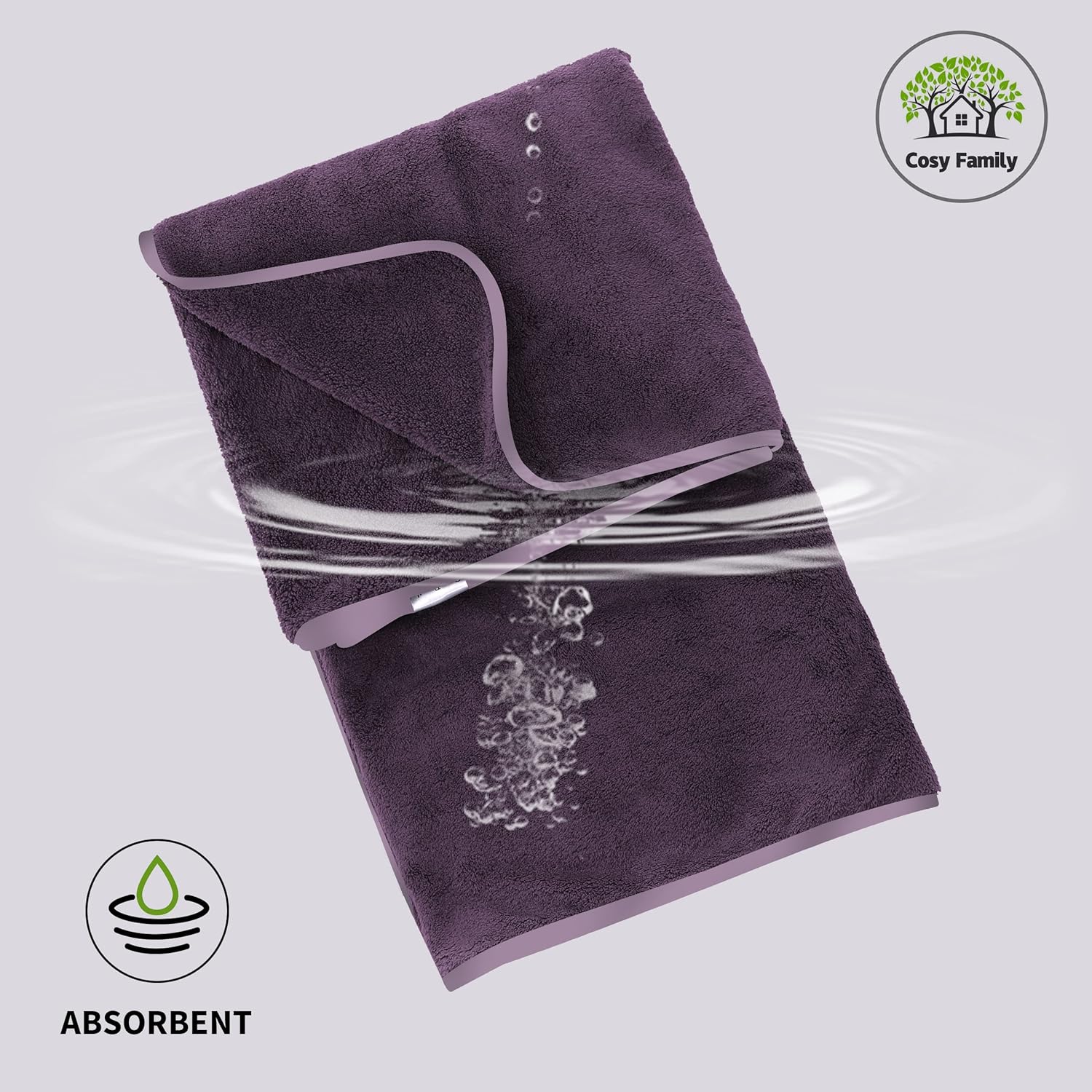 Grape Purple Microfiber Bath Towel Set