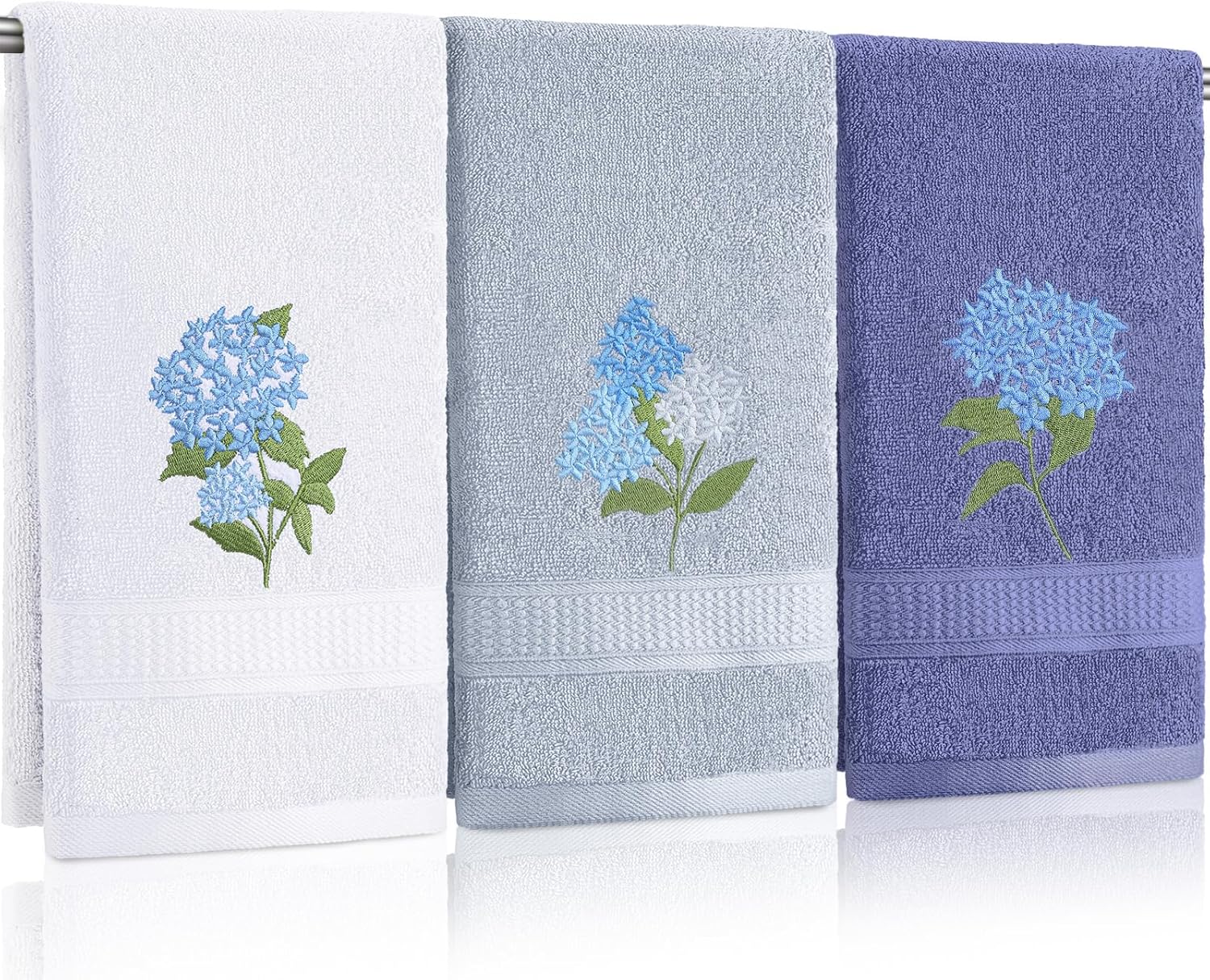 Gather a soft summer vibe with our Tingjoo Blue Hydrangea Hand Towels