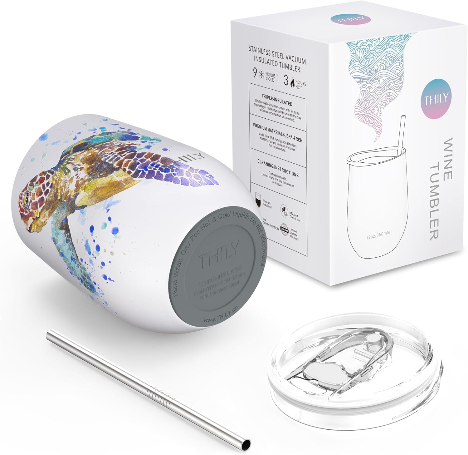Stylish Stemless Travel Wine Tumbler With Lid Straw