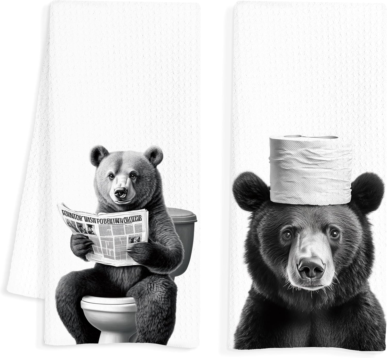 Funny Bear Hand Towels for the Bathroom 2 Piece Set