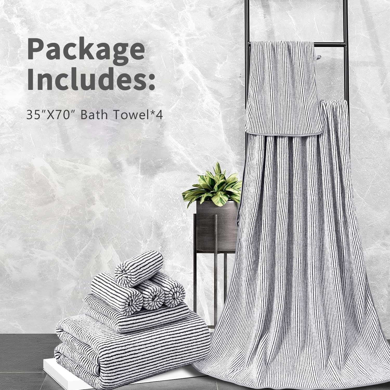 Jewel of Luxury 4-Piece Oversized Bath Towel Set