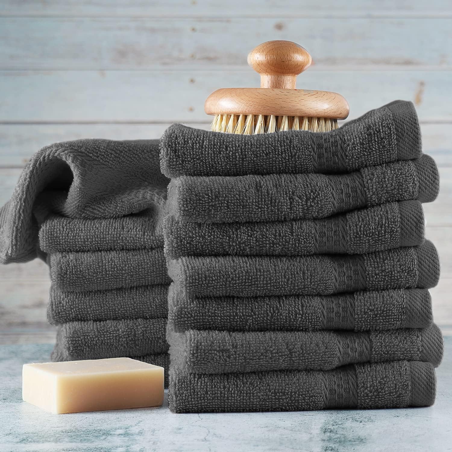 Hearth Harbor Washcloth Set - 12 PIECE - 13x13 - Premium Cotton