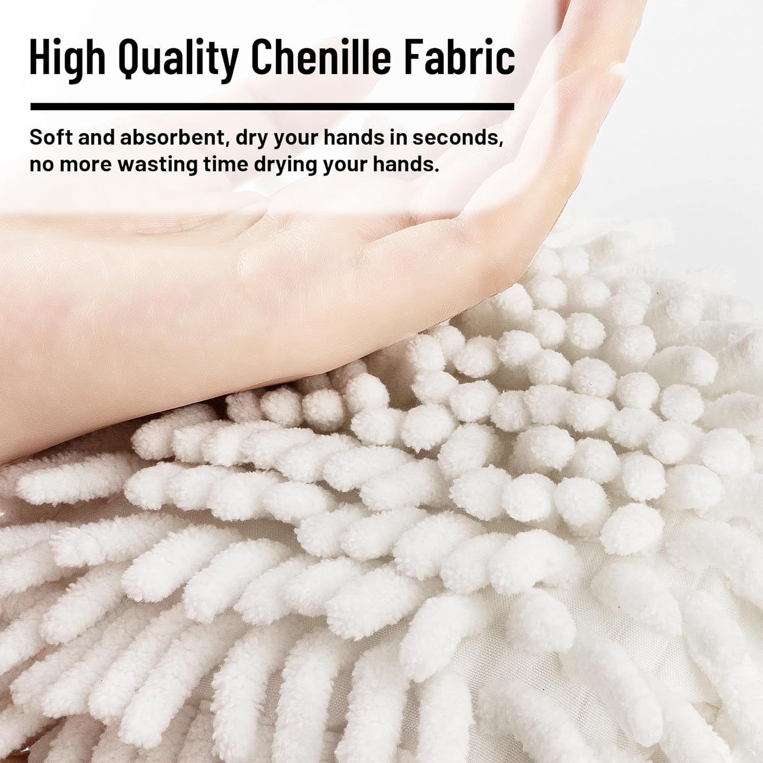 Dormercy Fuzzy Ball Towels 2 Pack White with 4 Clips