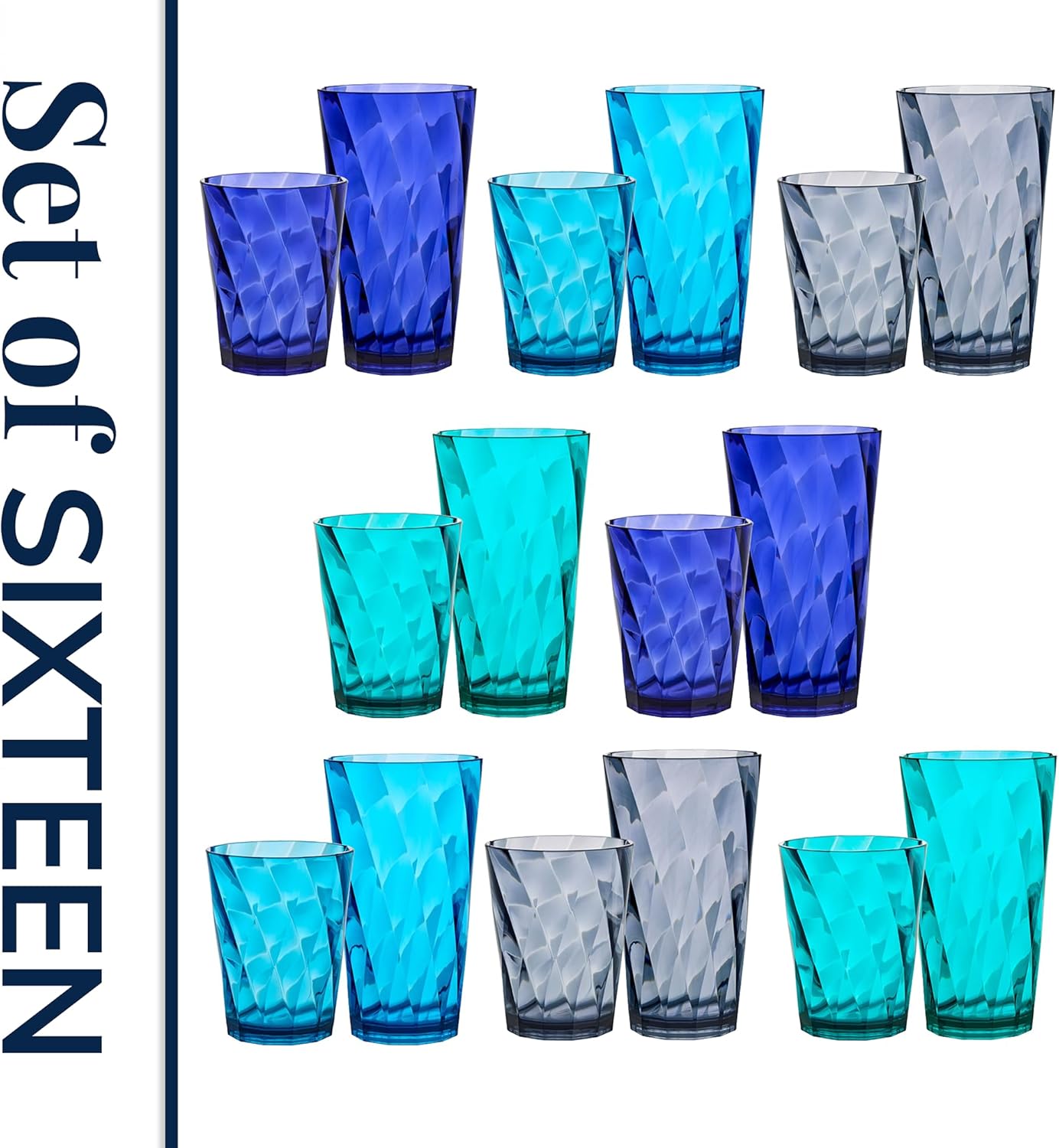 BPA-Free Reusable Plastic Drinking Glasses Set