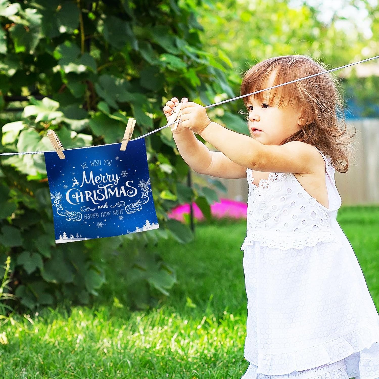 Merry Christmas Blue Washcloth 2 Pack for Babies Soft Reusable