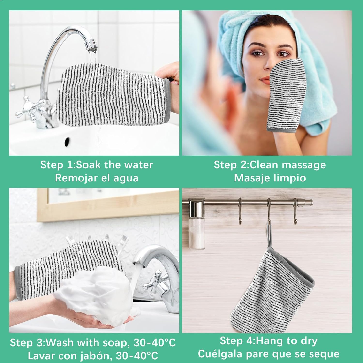 PHOGARY Coral Fleece Body Wash Cloths 8-Piece Set