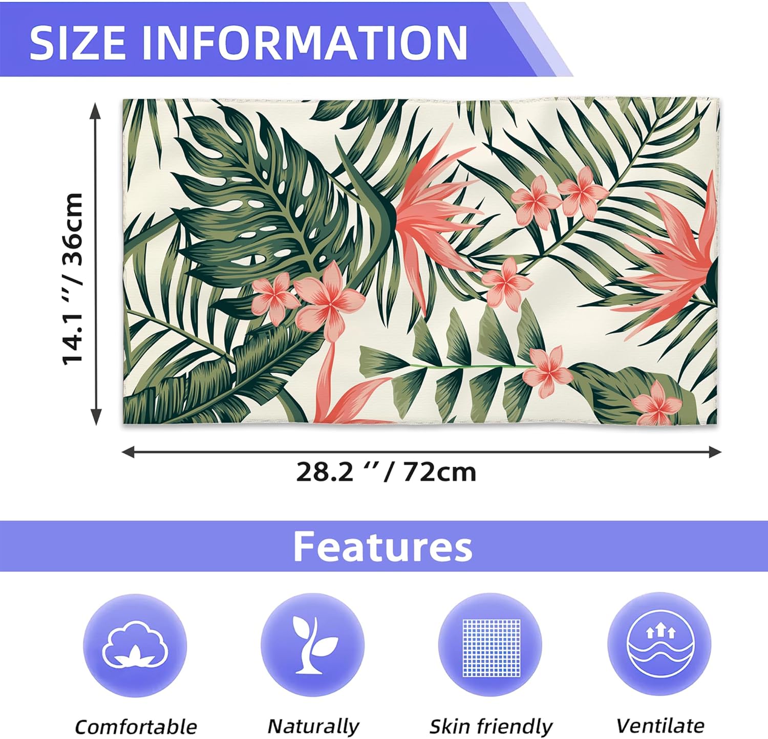 BIGXIUKA 14x28 Tropical Palm Leaf Hand Towel Set