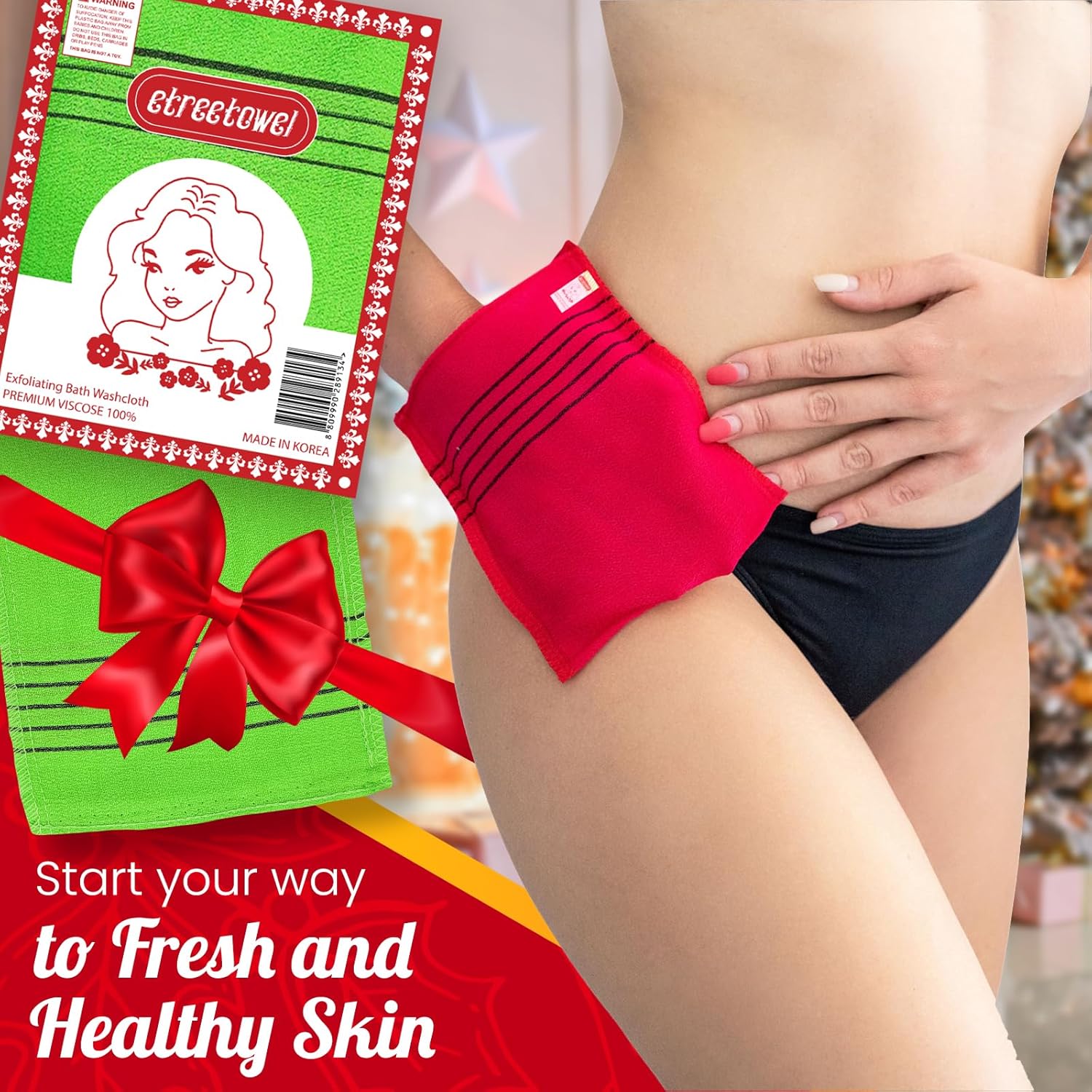 Korean Anti-Shrink Exfoliating Washcloth Mitt