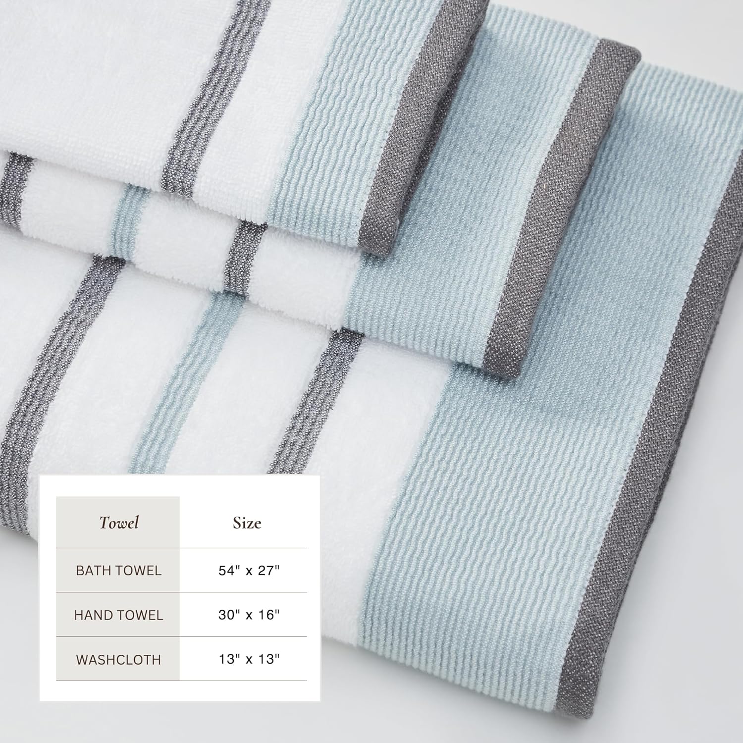 Great Bay Home Luxury Cotton 6-Piece Bath Towels Set EucalyptusGrey