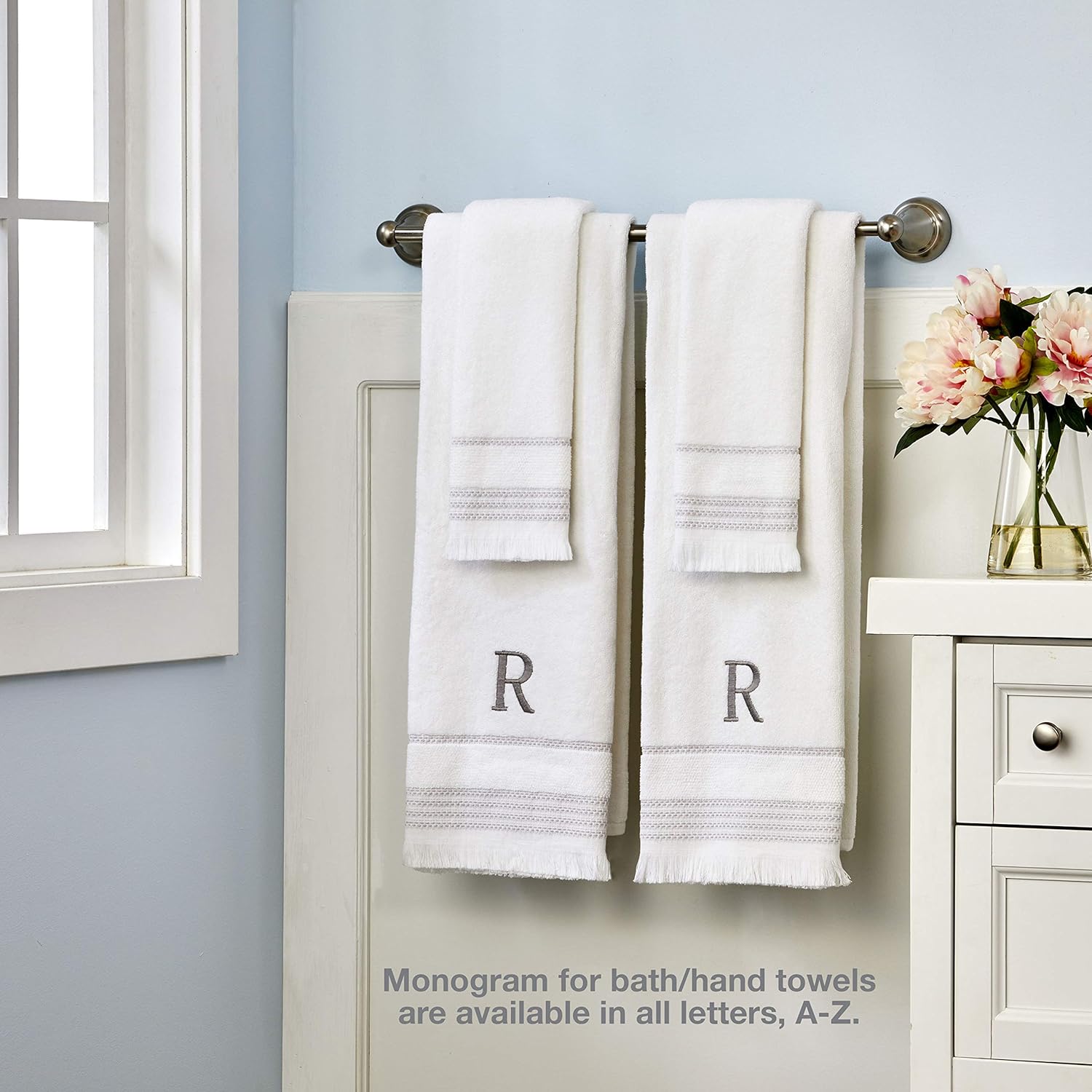 casual hand towel set with monogram design