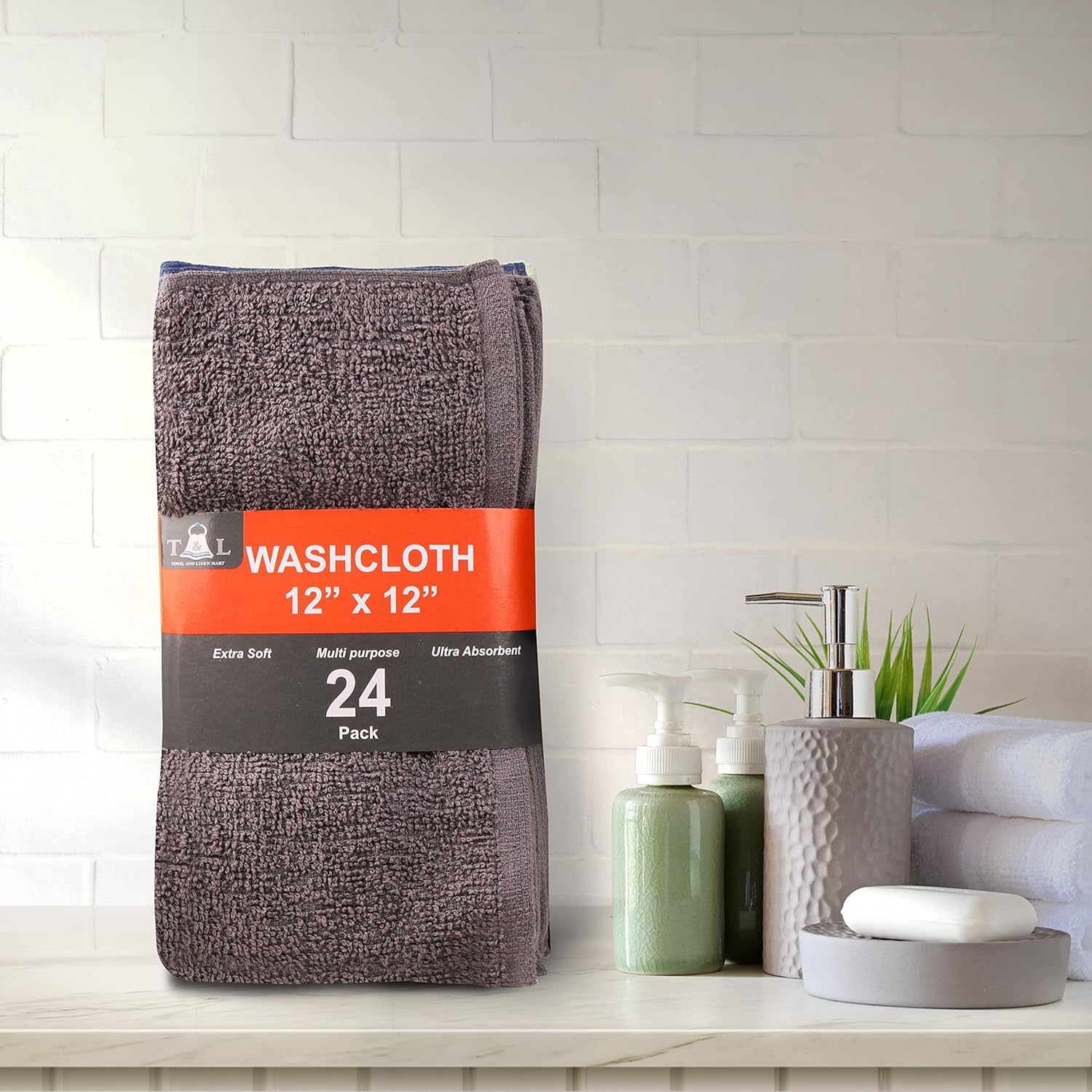 T L Towel and Linen Mart 24-Pack Washcloth Set