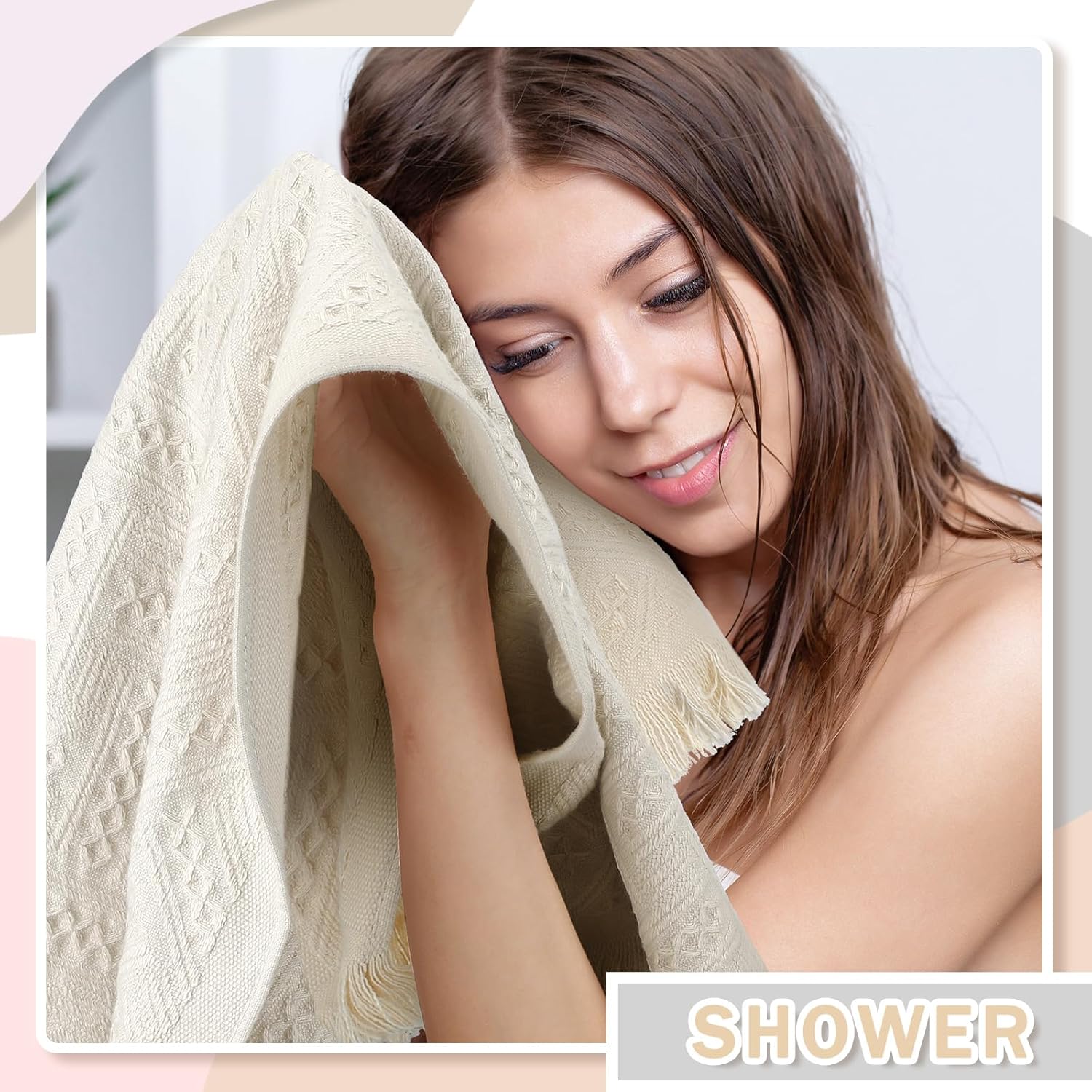 Beau_boh Hand Towels Set - 4-Piece 14x30 inch Beige