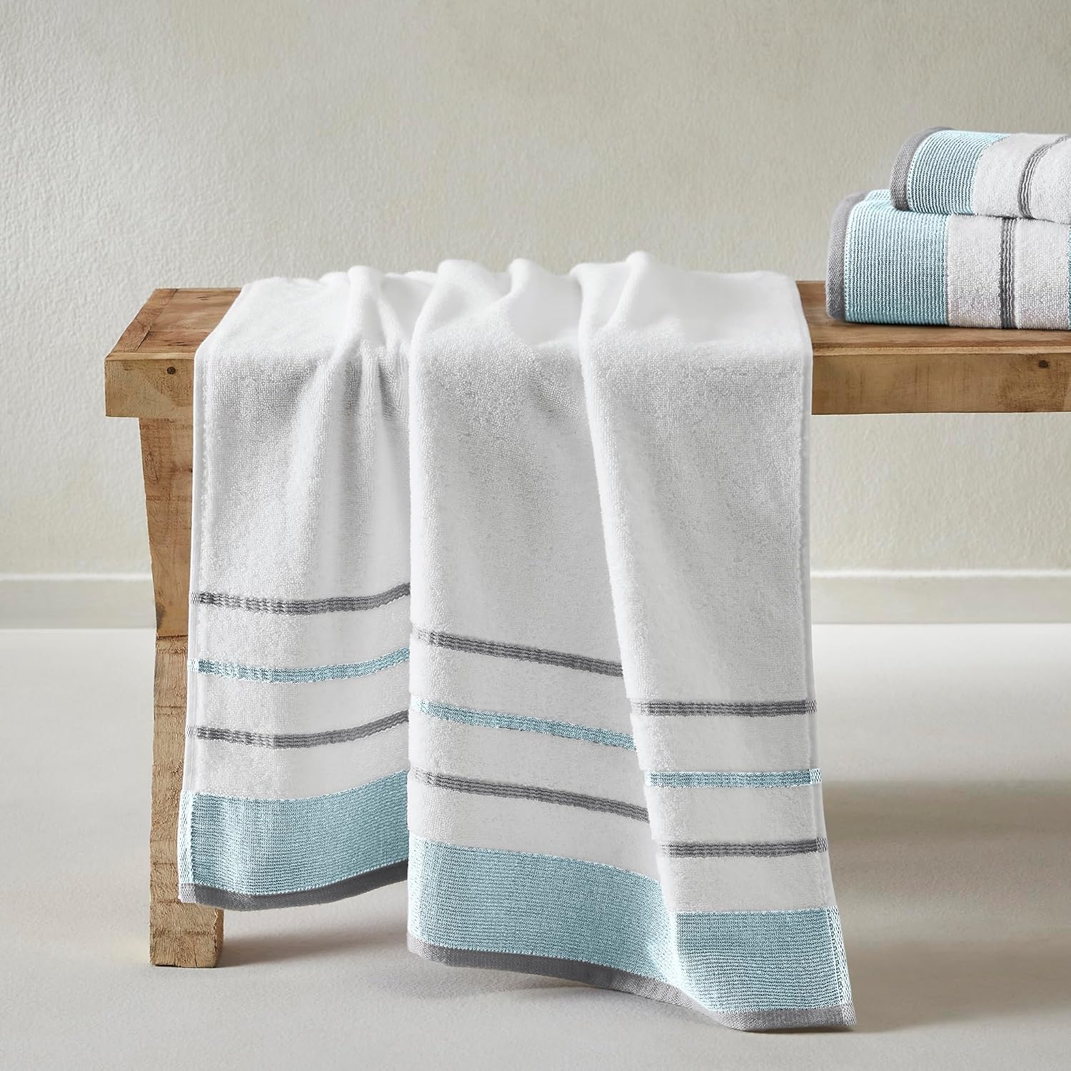 Great Bay Home Luxury Cotton 6-Piece Bath Towels Set EucalyptusGrey