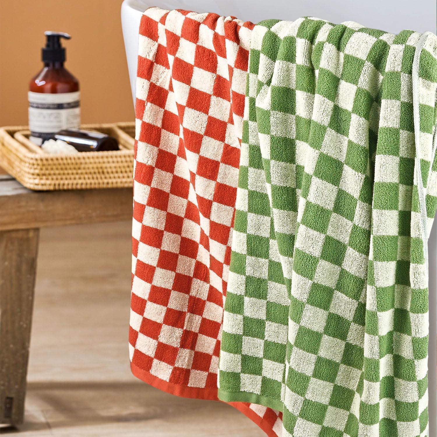 2-Piece Checkered Bath Towels 55x275 Brand Jacquotha
