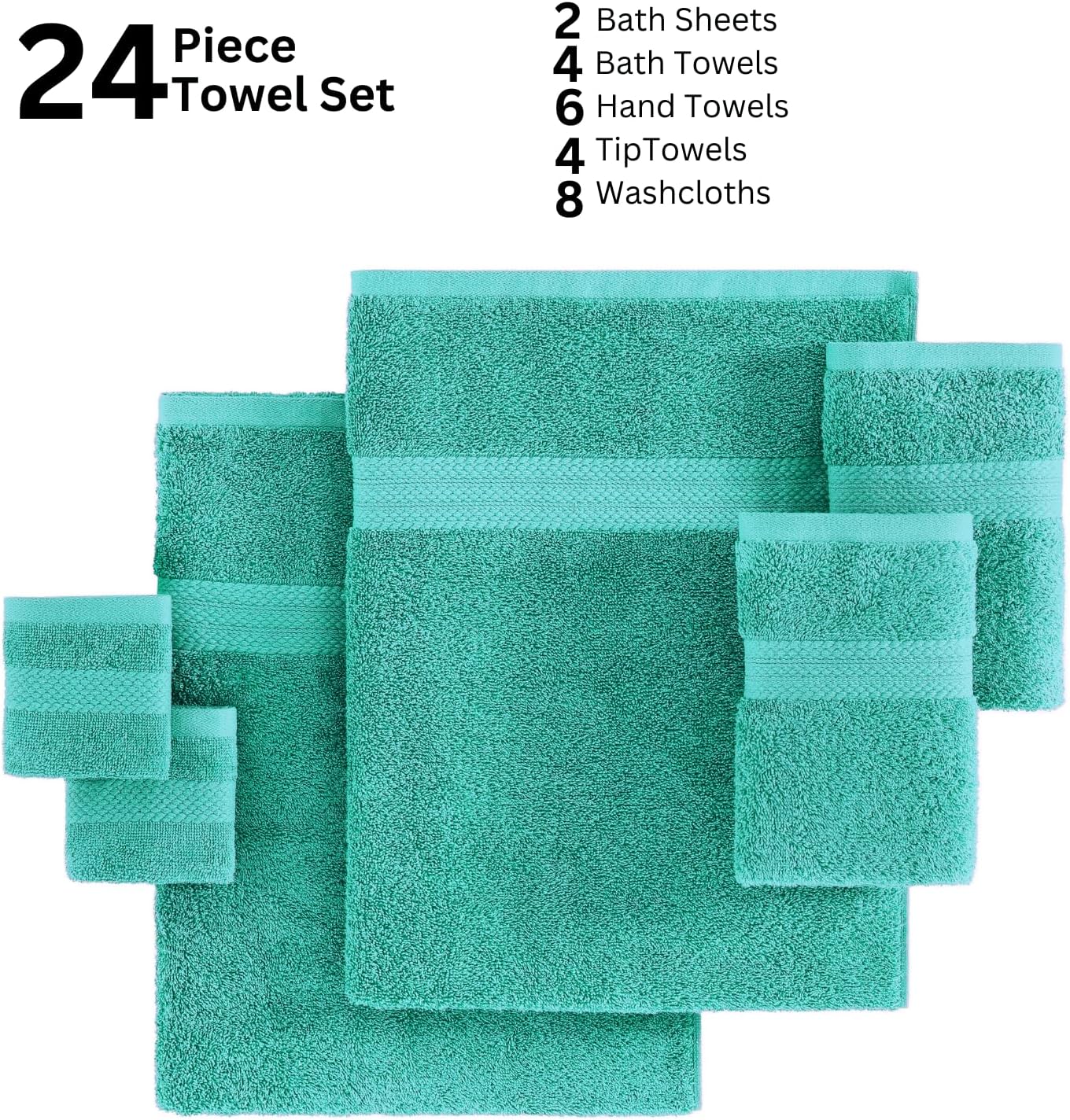 100 Mercerized Cotton Bath Towels Set