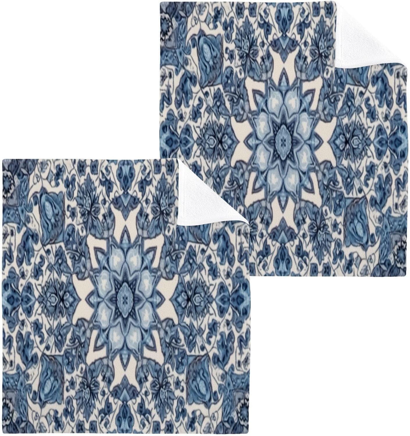 YETTASBIN Blue Texture Washcloths 2 Pack 1