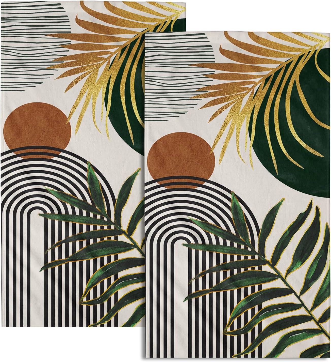 Giwawa Boho Leaves Hand Towels Set of 2 Soft Kitchen Dish Towels