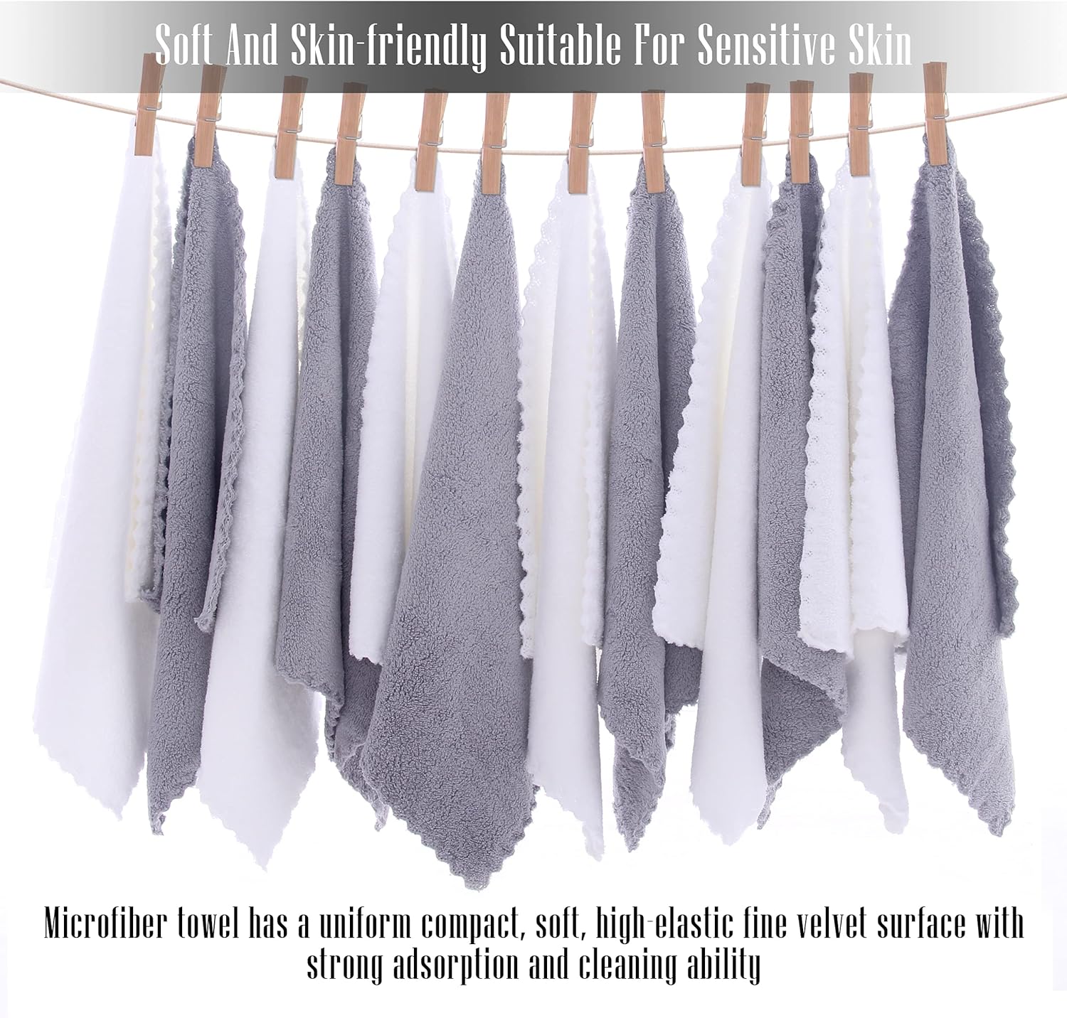 TENSTARS 12-Piece Premium Washcloth Set - Soft Absorbent Durable
