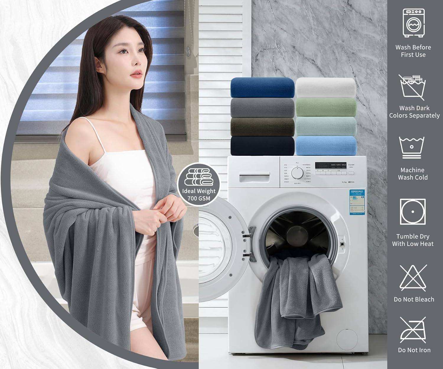 Extra Large Oversized Bath Towels Set