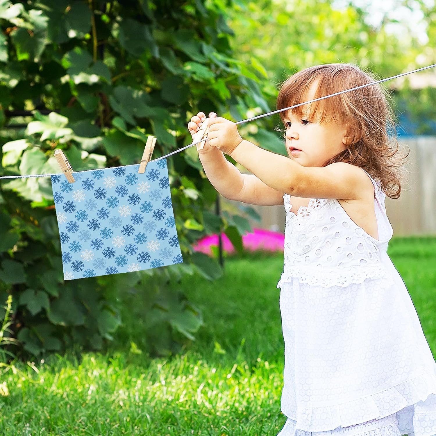 YettasaBin Blue Snowflake Washcloth Set