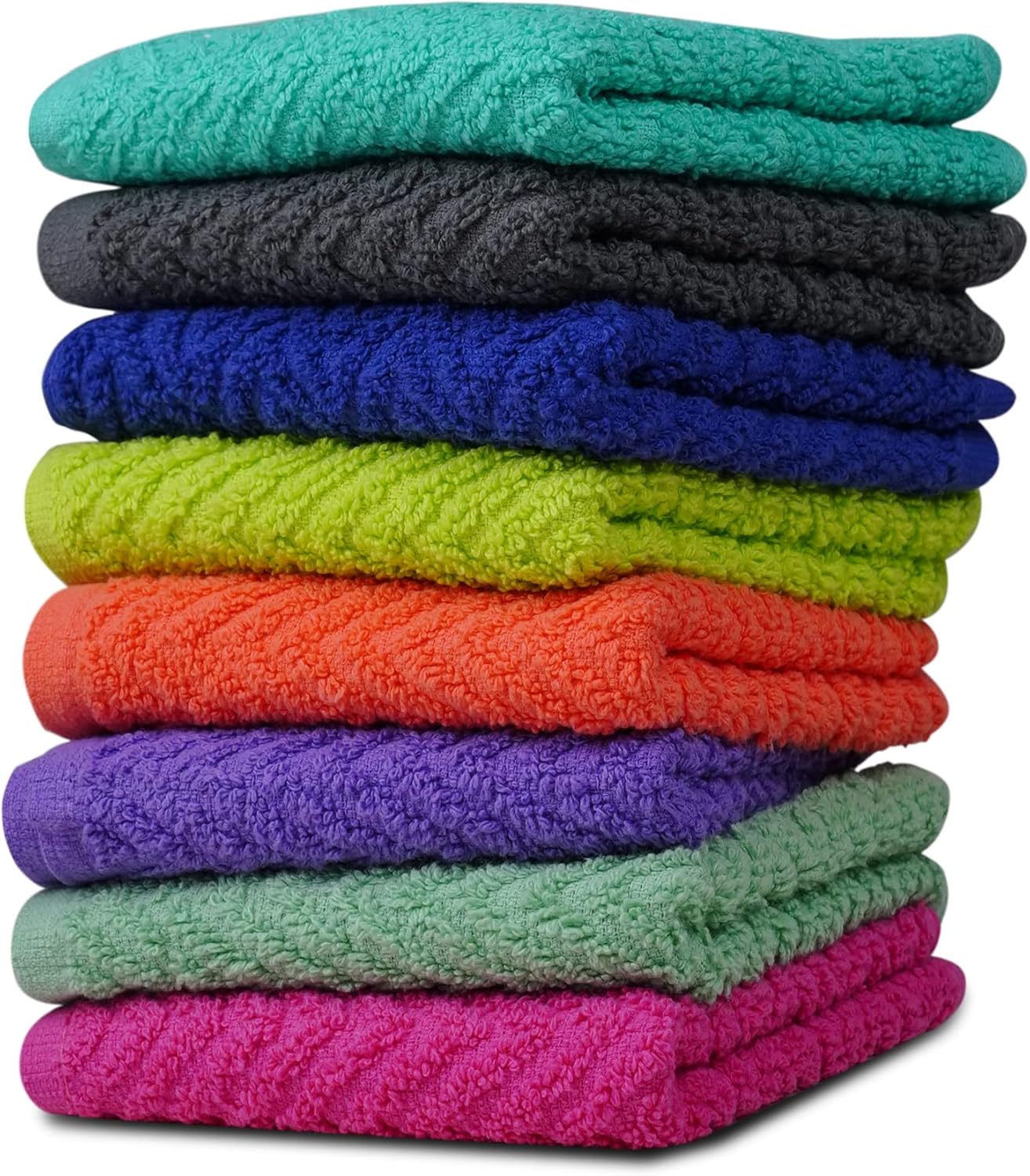 ZSUPERIA 8Pack Washcloth Set Reusable Soft Multicolor 12x12