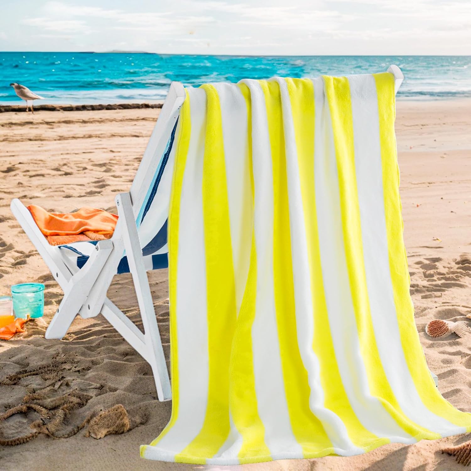 4-Pack Touchat Cabana Stripe Microfiber Beach Towels
