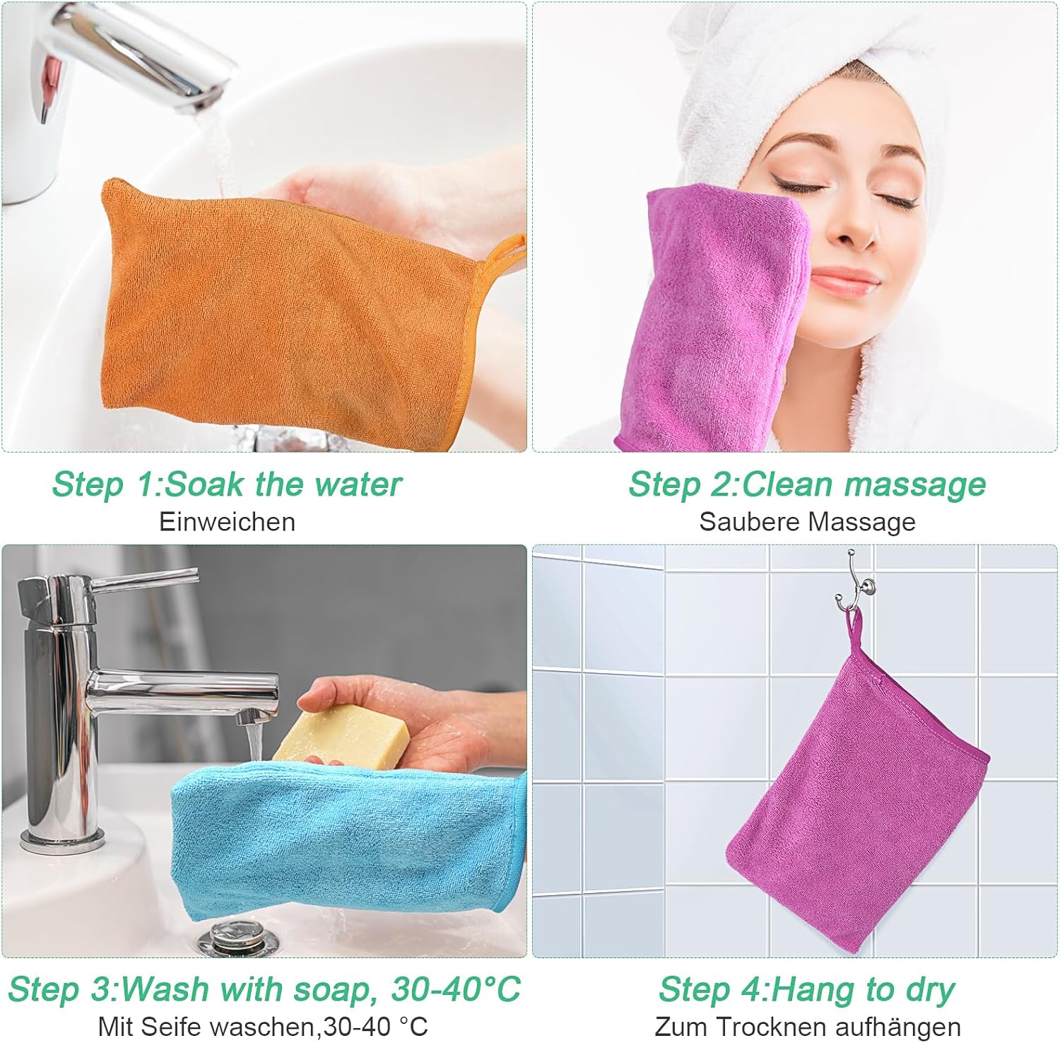 5-Pack Microfiber Face Body Washcloths