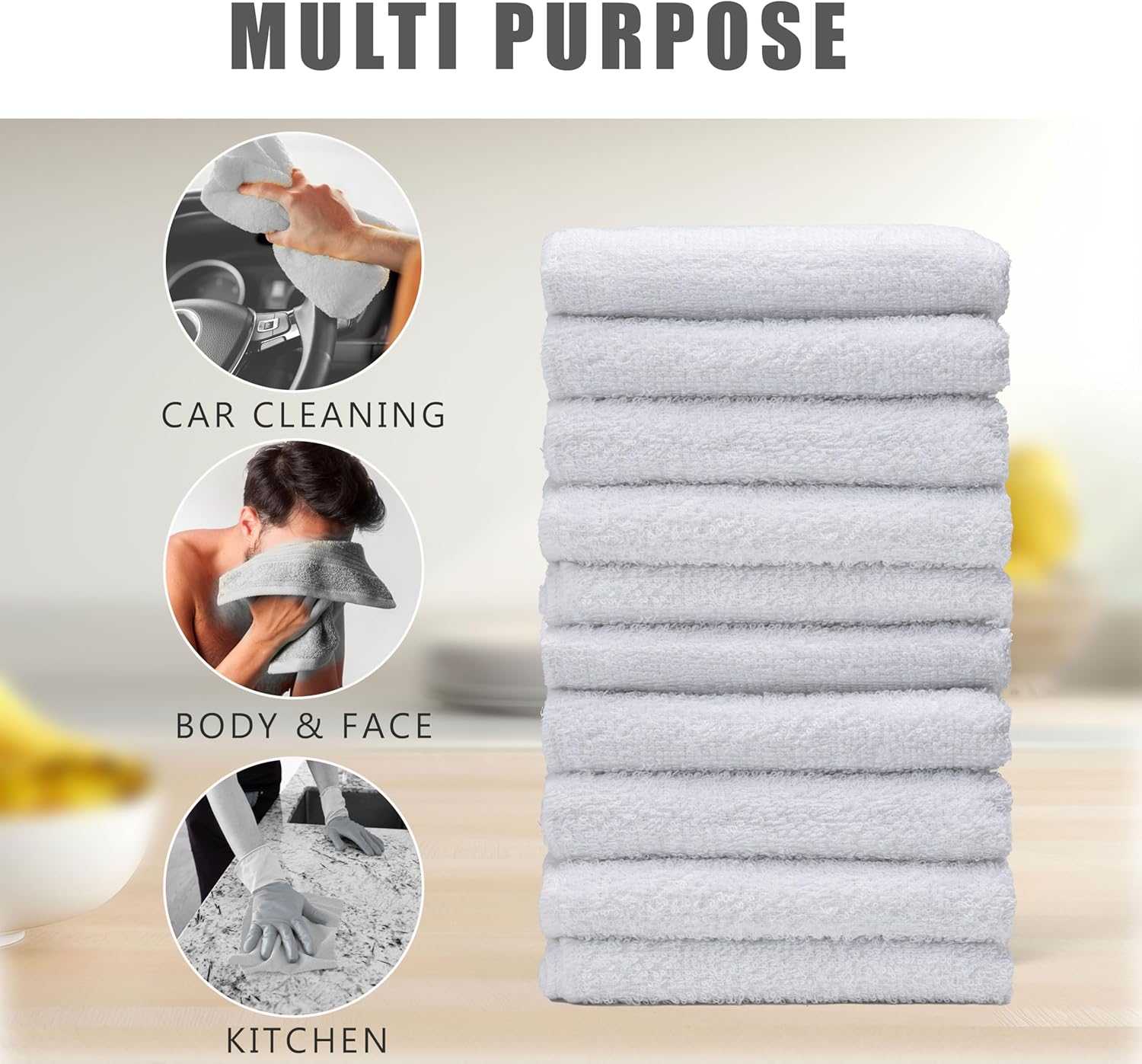 Honeycomb Terry Washcloth - 10 Set Soft Absorbent Pack of 10