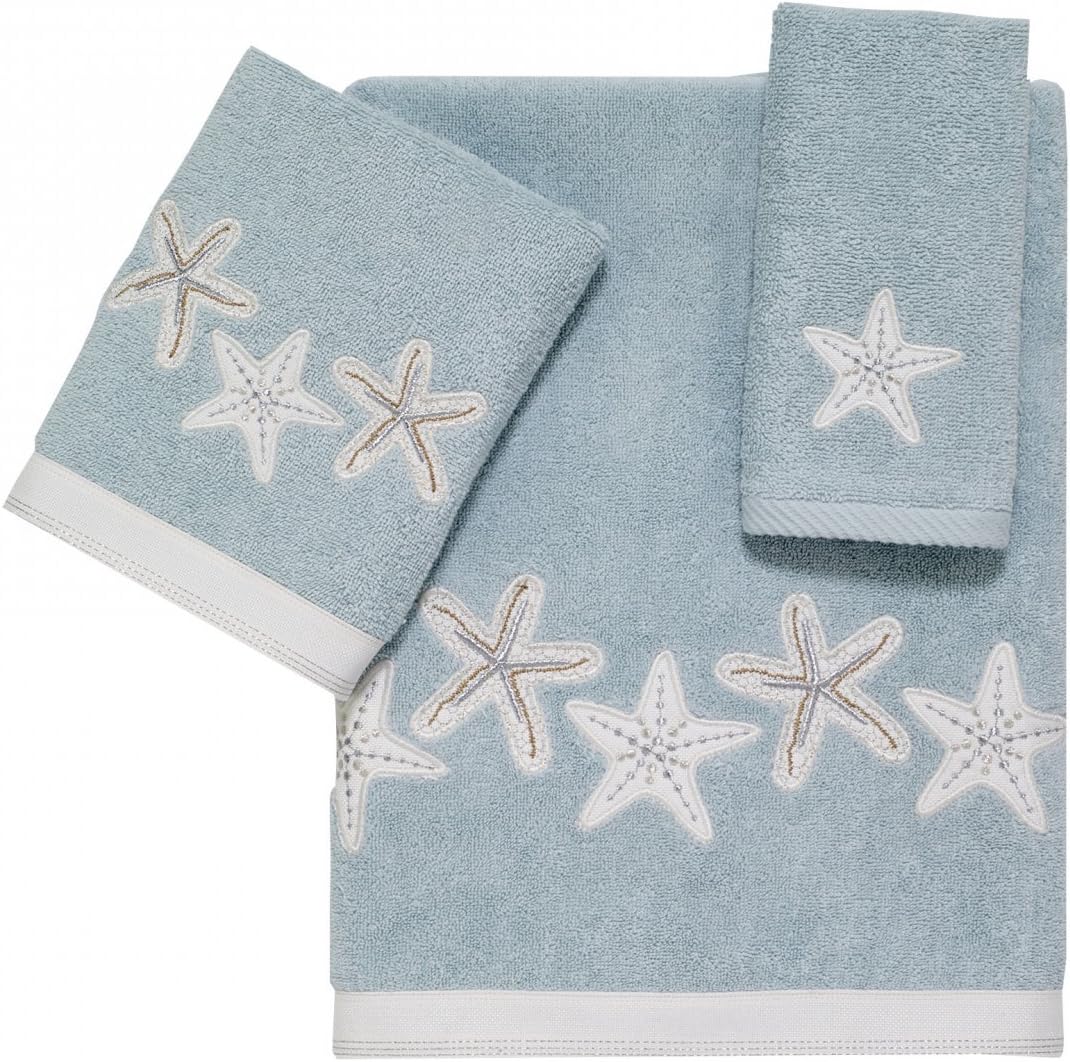 Avanti Linens Fingertip Towel Soft Absorbent Cotton Towel Sequin Shells Collection