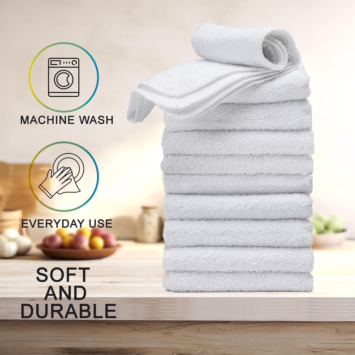 Honeycomb Terry Washcloth - 10 Set Soft Absorbent Pack of 10