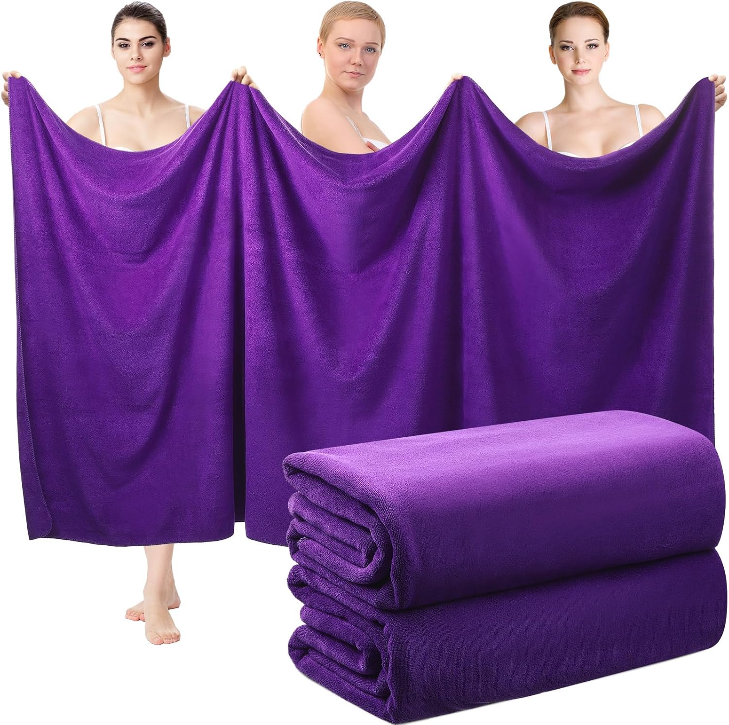Mixweer 2 Pcs Oversized Bath Towels Ultra Soft Quick Dry
