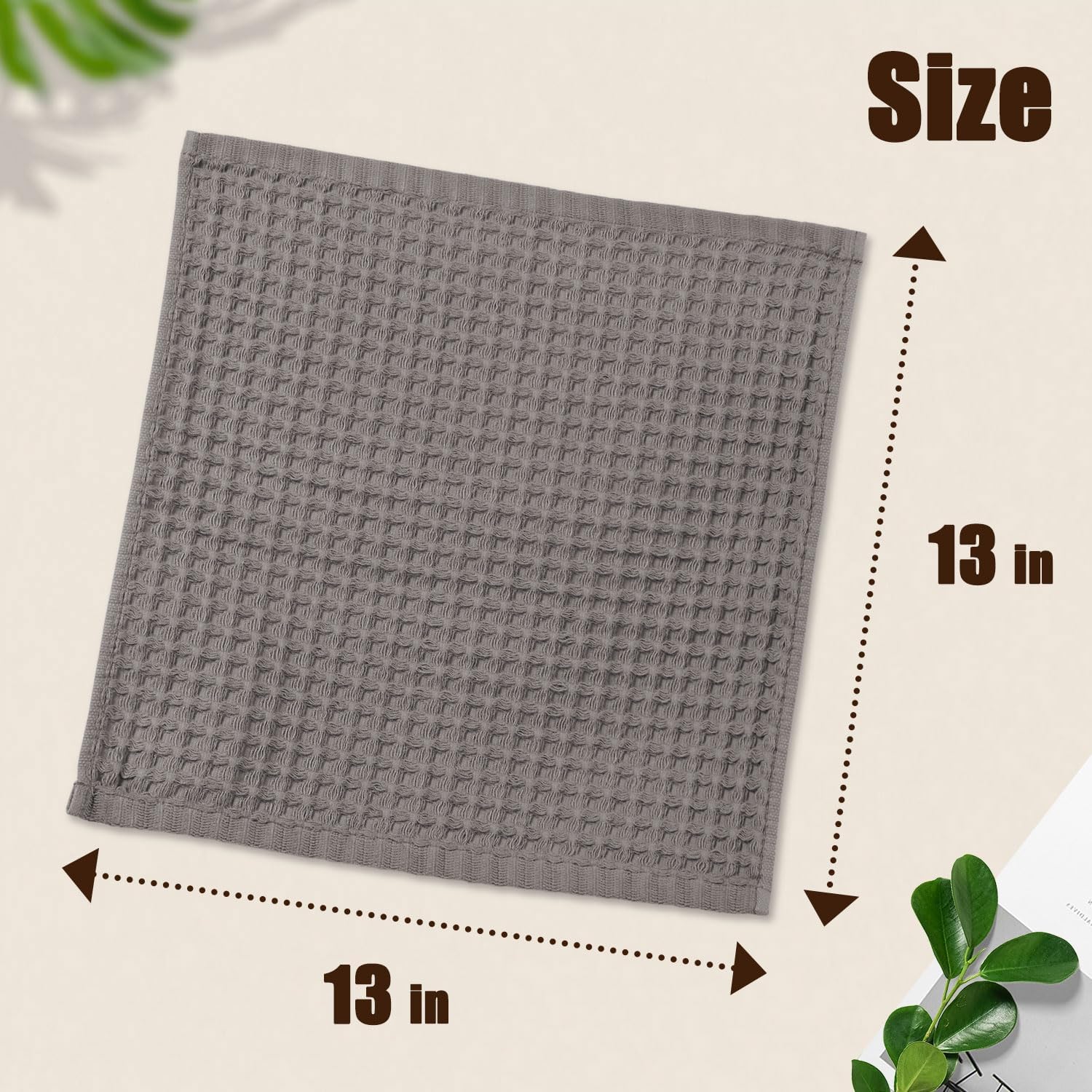 Cleanbear Classic Waffle Washcloths 12 Pack Gray