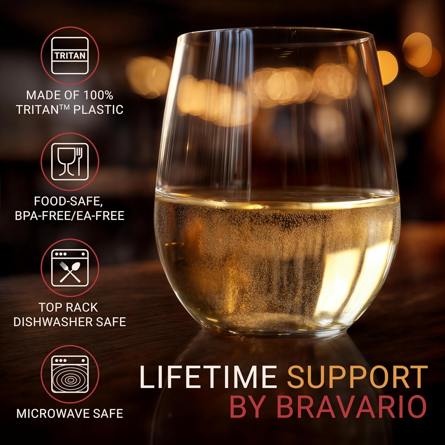 Unbreakable Stemless Wine Glasses