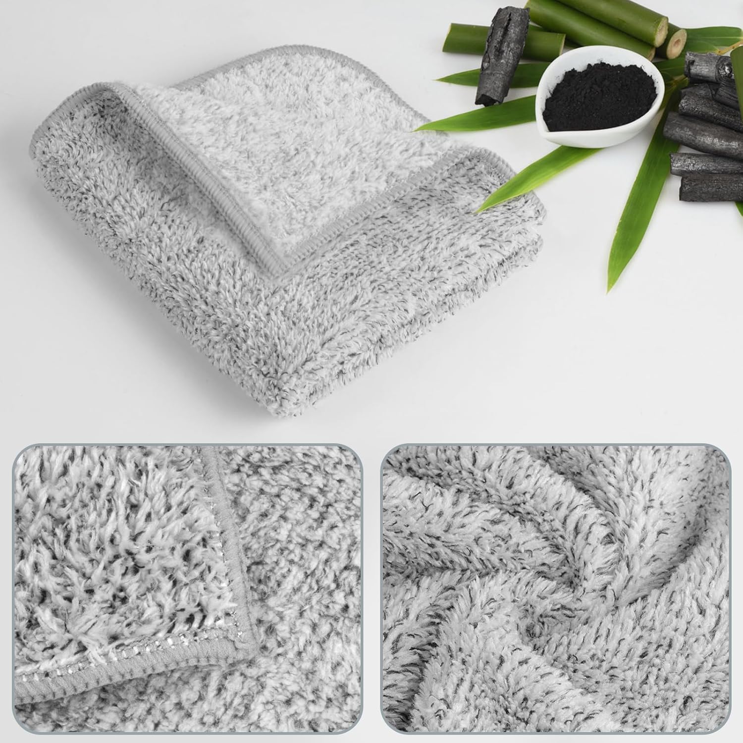 SINLAND Microfiber Face Towels 6-Piece Set 12x12 Ultra Soft for Bath