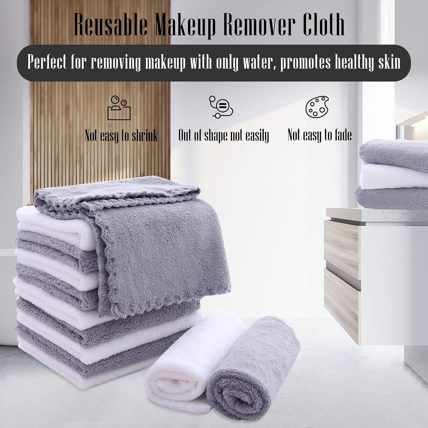 TENSTARS 12-Piece Premium Washcloth Set - Soft Absorbent Durable