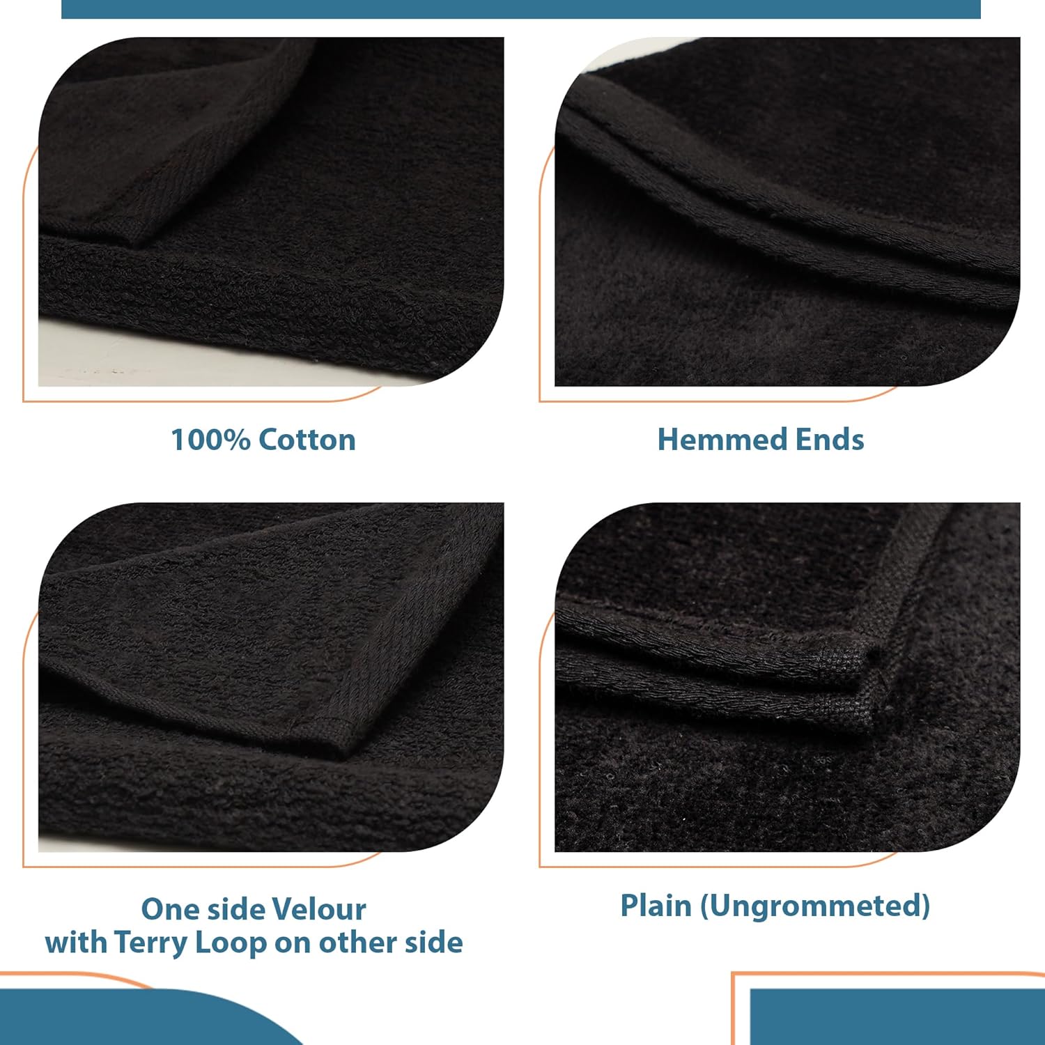 Batex 100 Cotton Terry Velour Fingertip Towels Set of 4