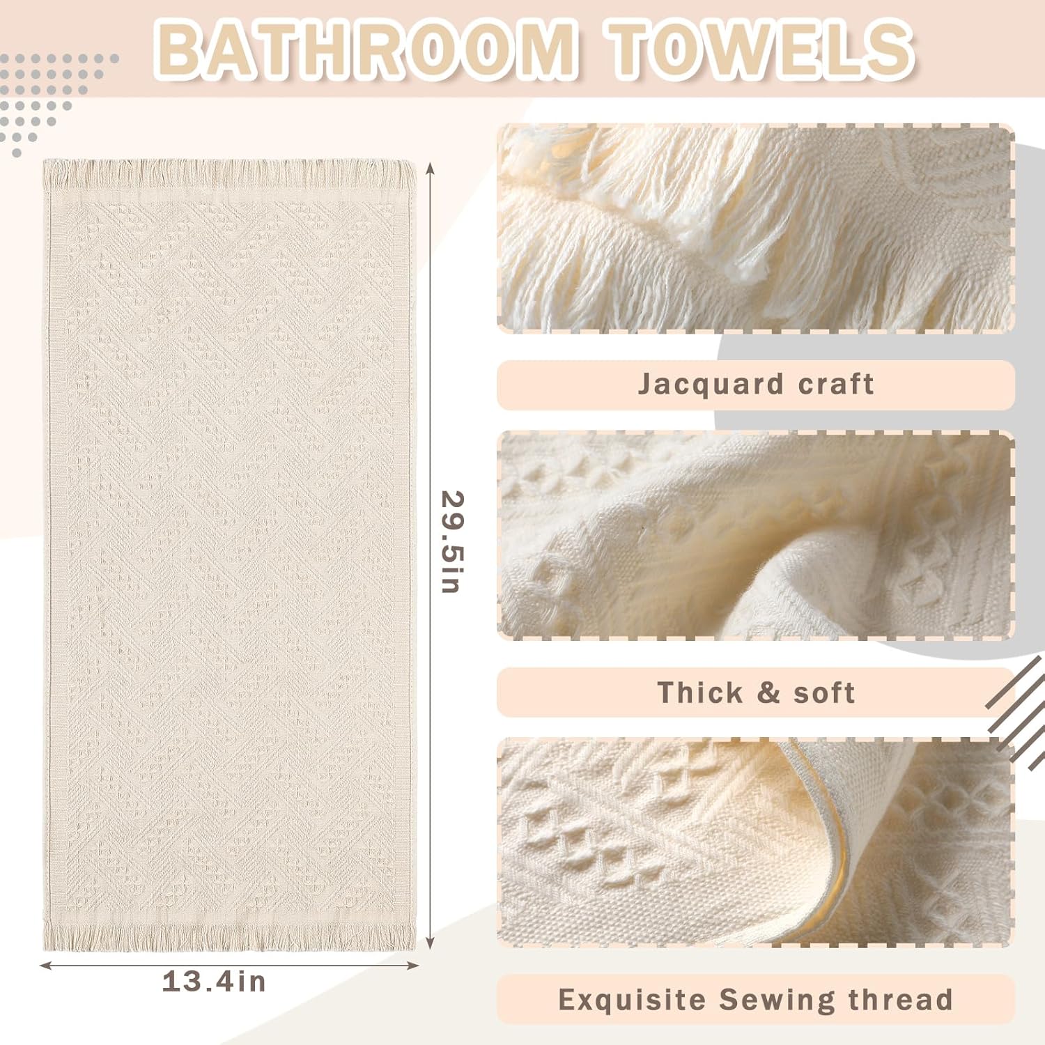 Beau_boh Hand Towels Set - 4-Piece 14x30 inch Beige