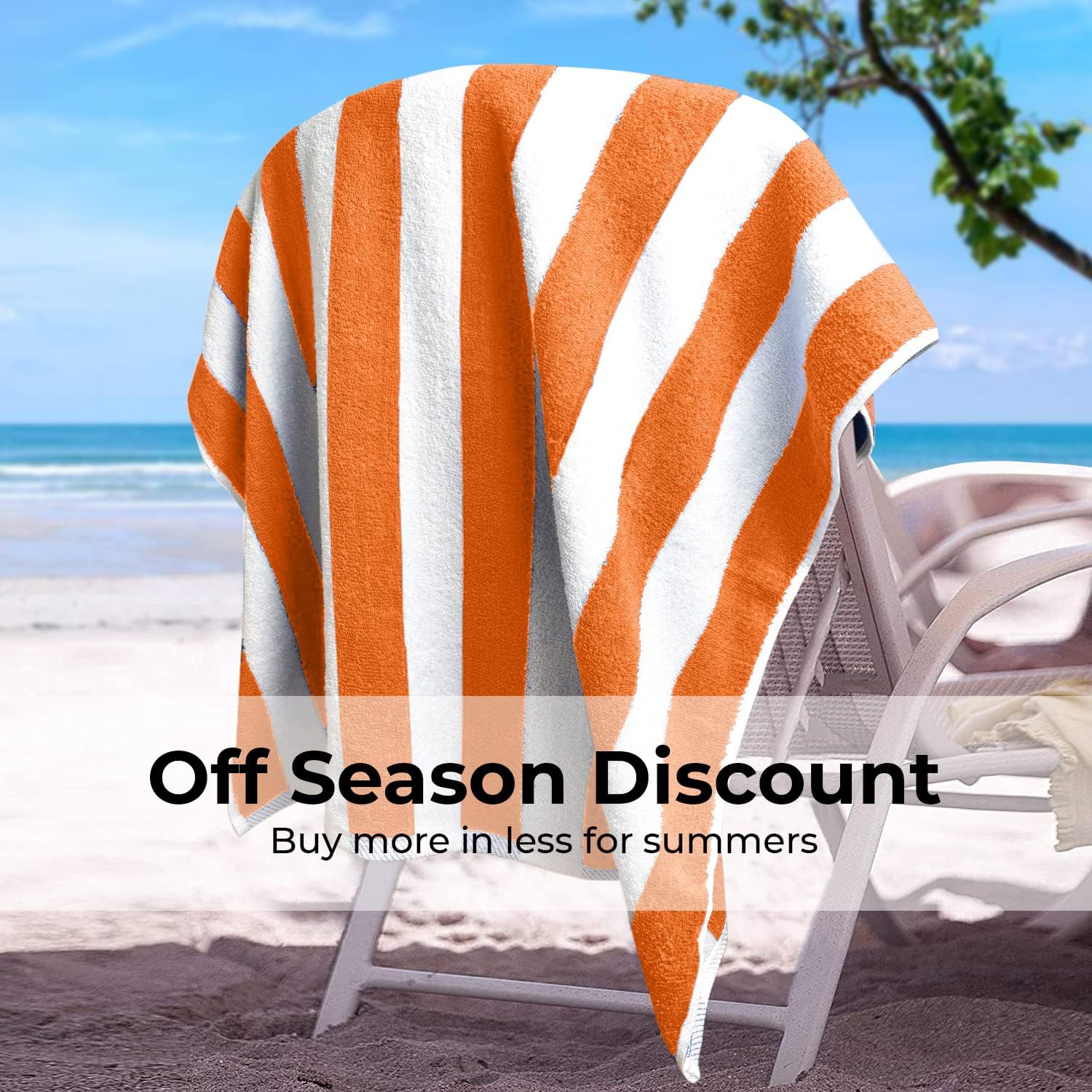 Avalon Towels Cabana Beach Towels 4-Pack 30x60 inches Orange Stripe