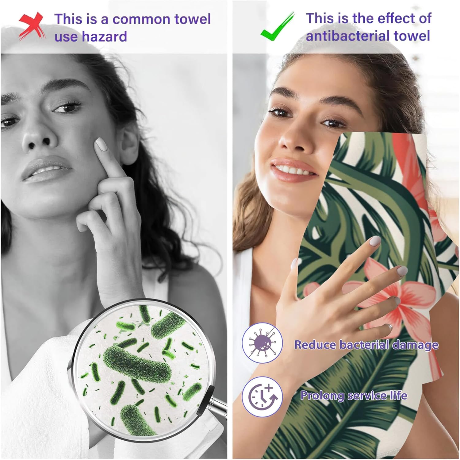 BIGXIUKA 14x28 Tropical Palm Leaf Hand Towel Set