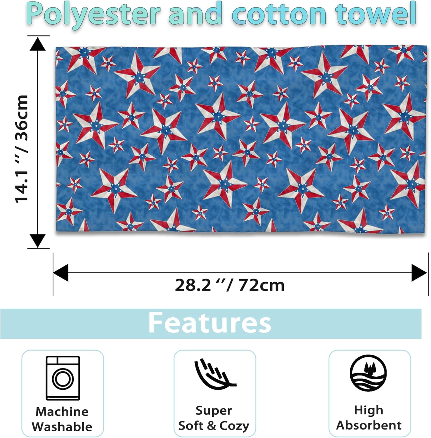 2-Pack Patriotic Hand Towels 14x28 inch - American Star Design