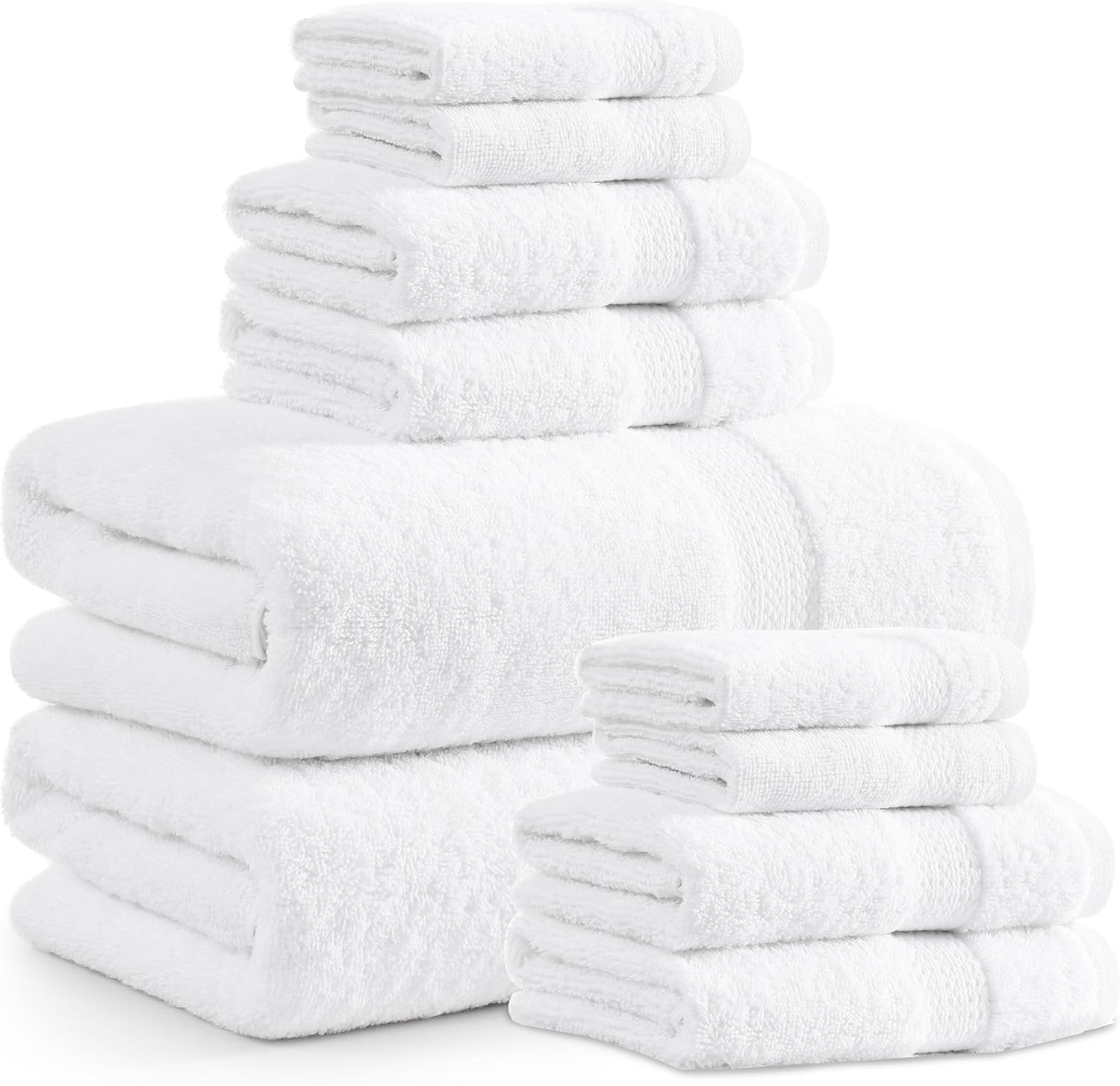 10-Piece White Bath Towels Set